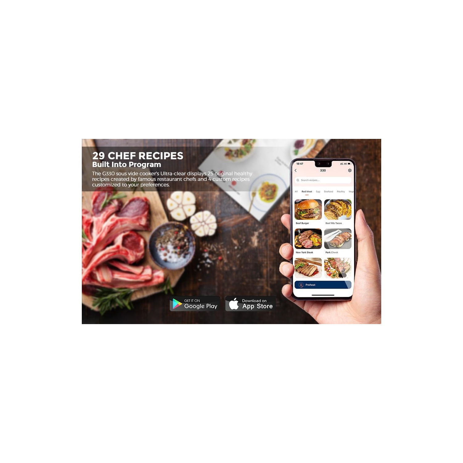 Sous Vide Cookers, Wifi, 1100 Watts Sous Vide Cooker, Thermal Immersion Circulator with Recipe, LCD Display