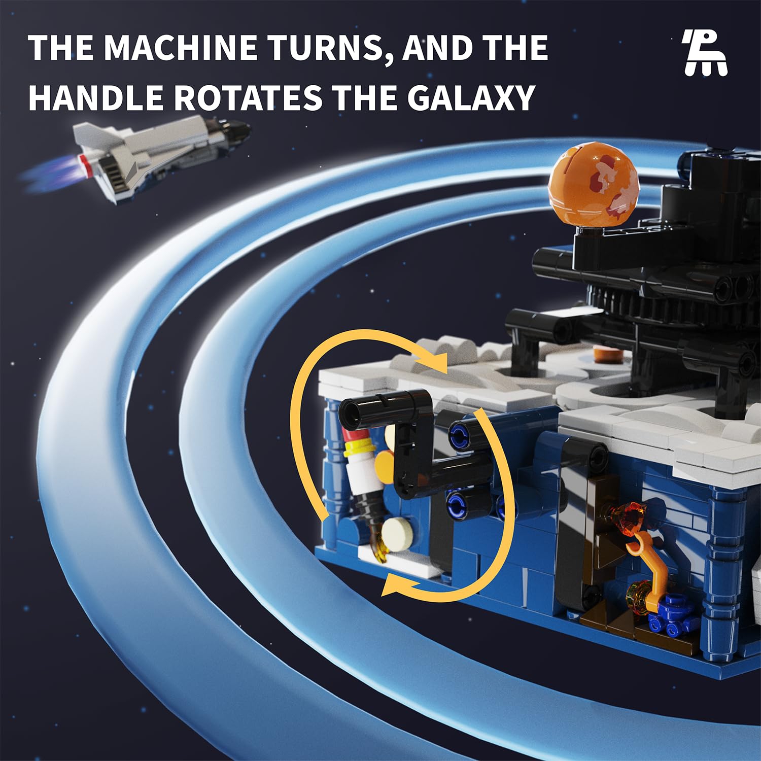 Solar System Building Block Set, Rotatable Solar System Model Kit with Light, Astronomy Education Buidling Toy, Science Kit for Kids 8+ and Adults,