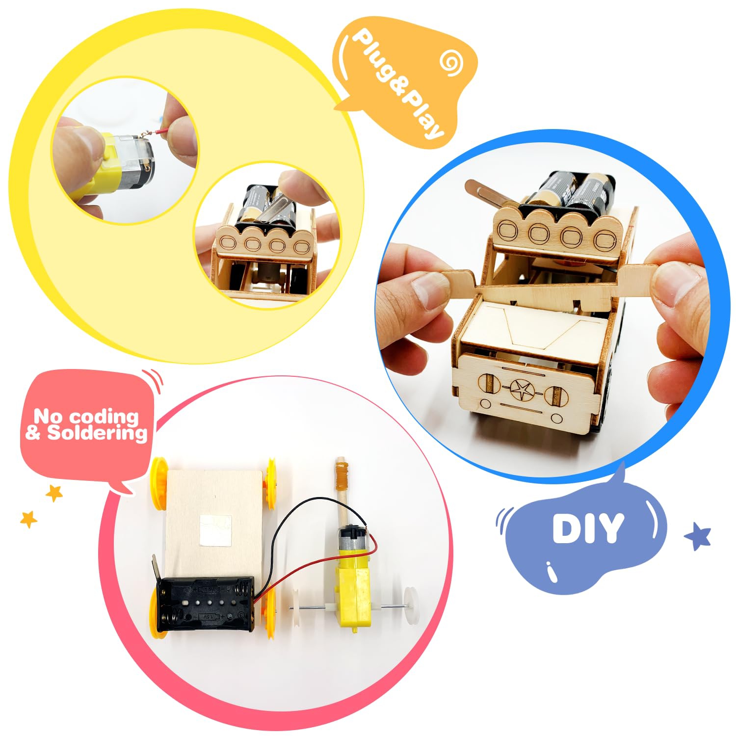 5 in 1 STEM Kits, Science Toys Kits for Kids Ages 8-12, STEM Toys for Boys Age 6 7 8 9 10 12 13 14 Girls Boys Birthday Gifts, DIY Wooden Model Car