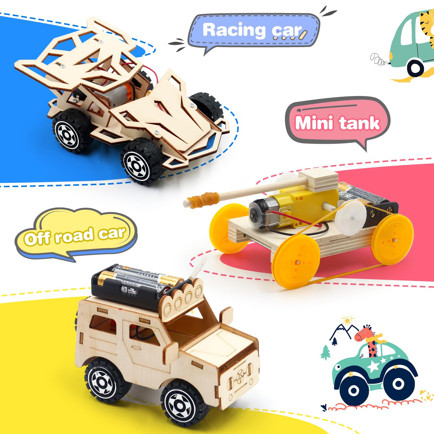 5 in 1 STEM Kits, Science Toys Kits for Kids Ages 8-12, STEM Toys for Boys Age 6 7 8 9 10 12 13 14 Girls Boys Birthday Gifts, DIY Wooden Model Car