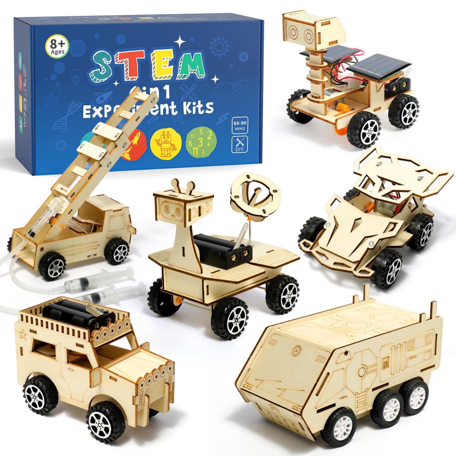 STEM Kits for Kids Age 8-10, Toys Science Building Projects Crafts for 8-13 Building Model Car Kits, Wooden 3D Puzzles, Birthday Gifts for 8 9 10 11