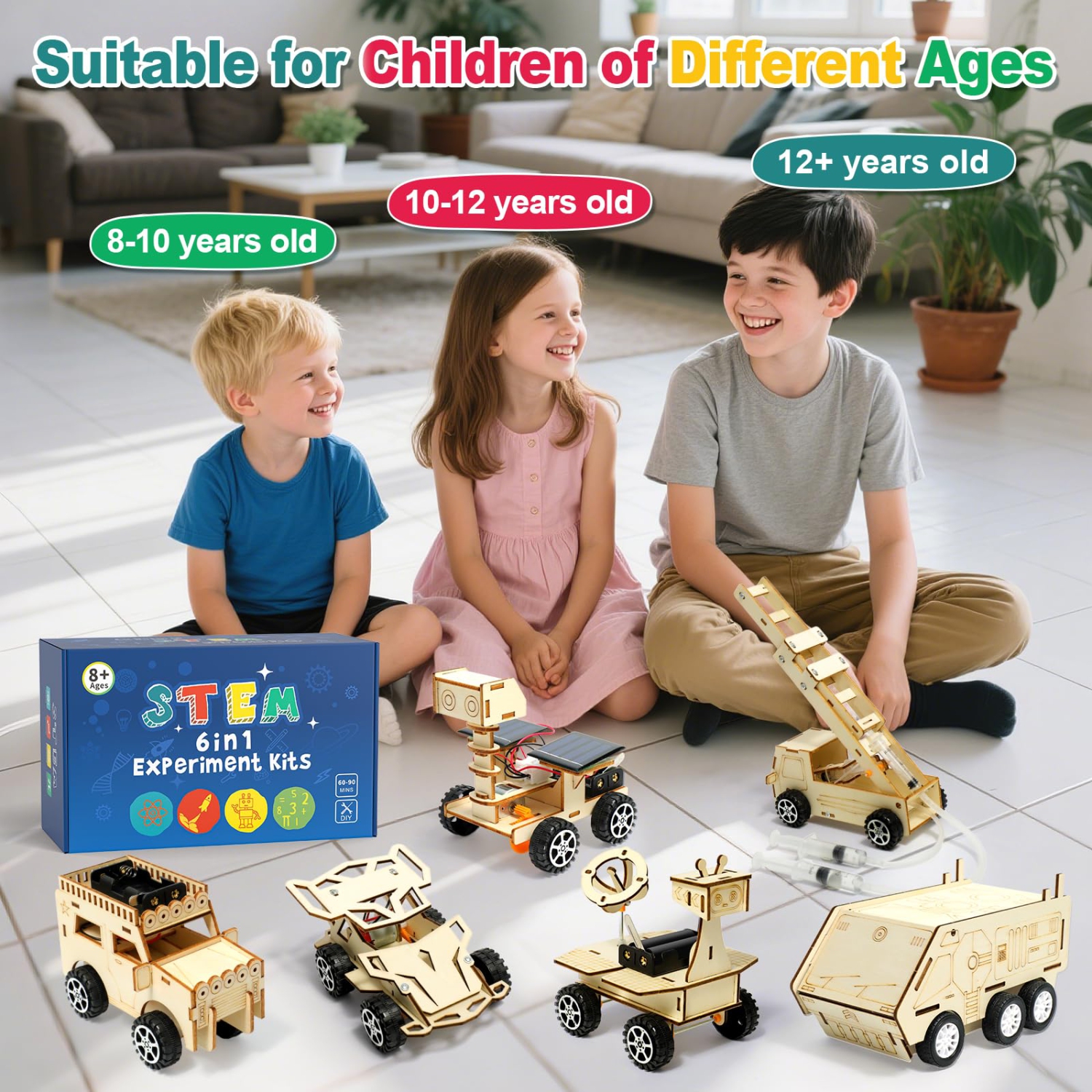 STEM Kits for Kids Age 8-10, Toys Science Building Projects Crafts for 8-13 Building Model Car Kits, Wooden 3D Puzzles, Birthday Gifts for 8 9 10 11