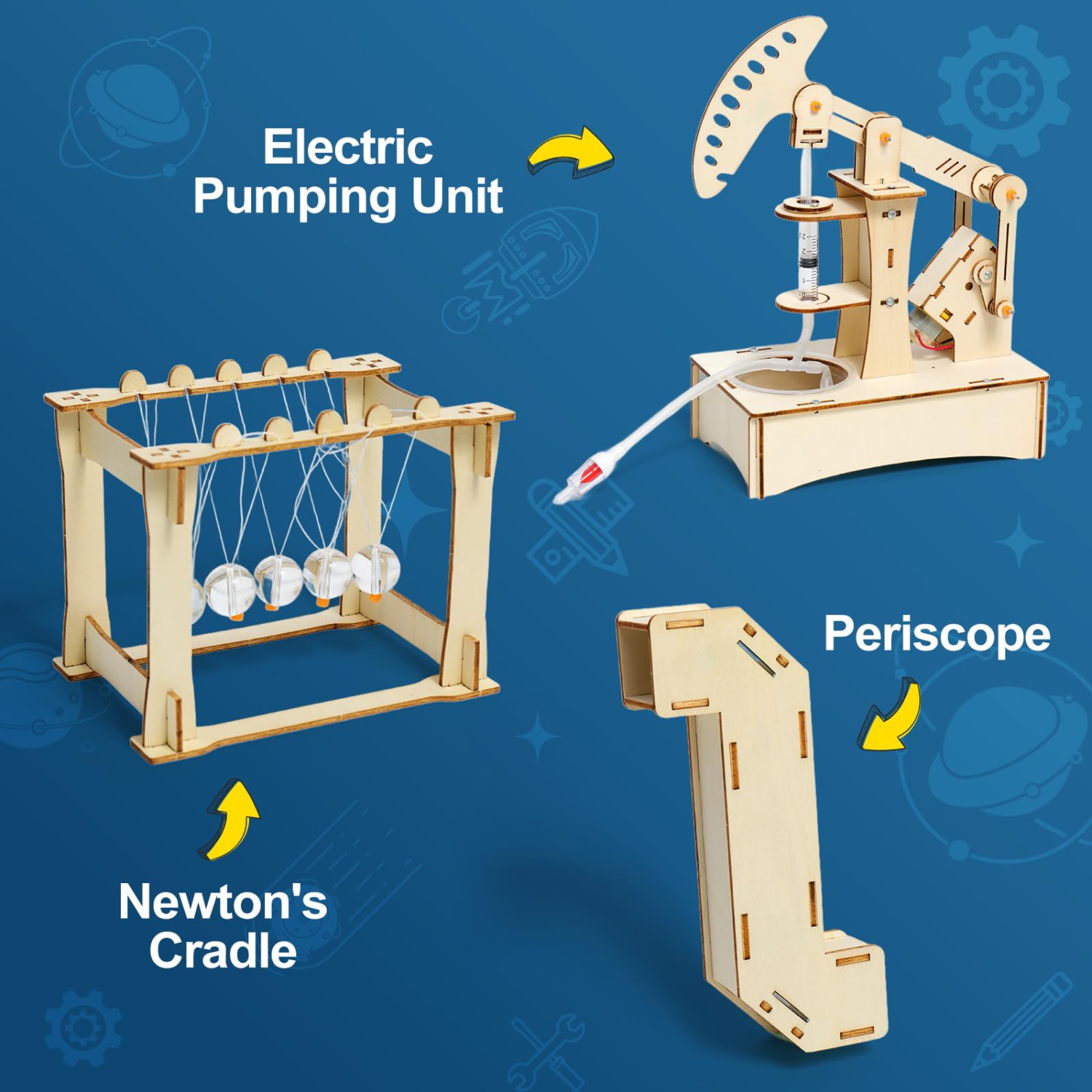 Trousses scientifiques 6 en 1 pour enfants, trousses de construction en bois, projets scientifiques pour enfants de 8 à 12 ans, jouets STIM pour