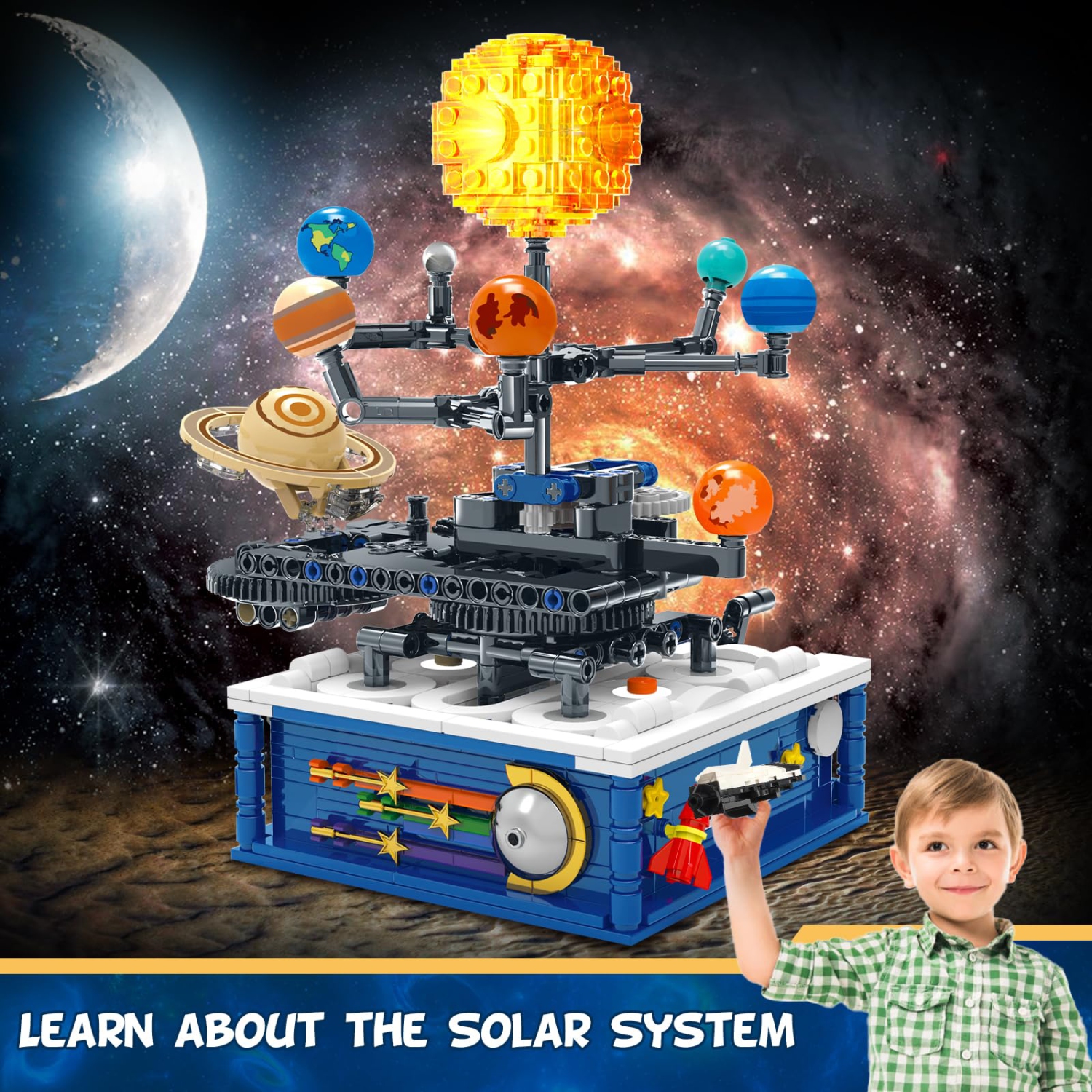 Solar System Building Blocks Set Toys for Boys Kids, 758pcs Bricks Space Exploration Building Toy, Nice Gifts for Boys Kids Ages 8 9 10 11 12 13 14