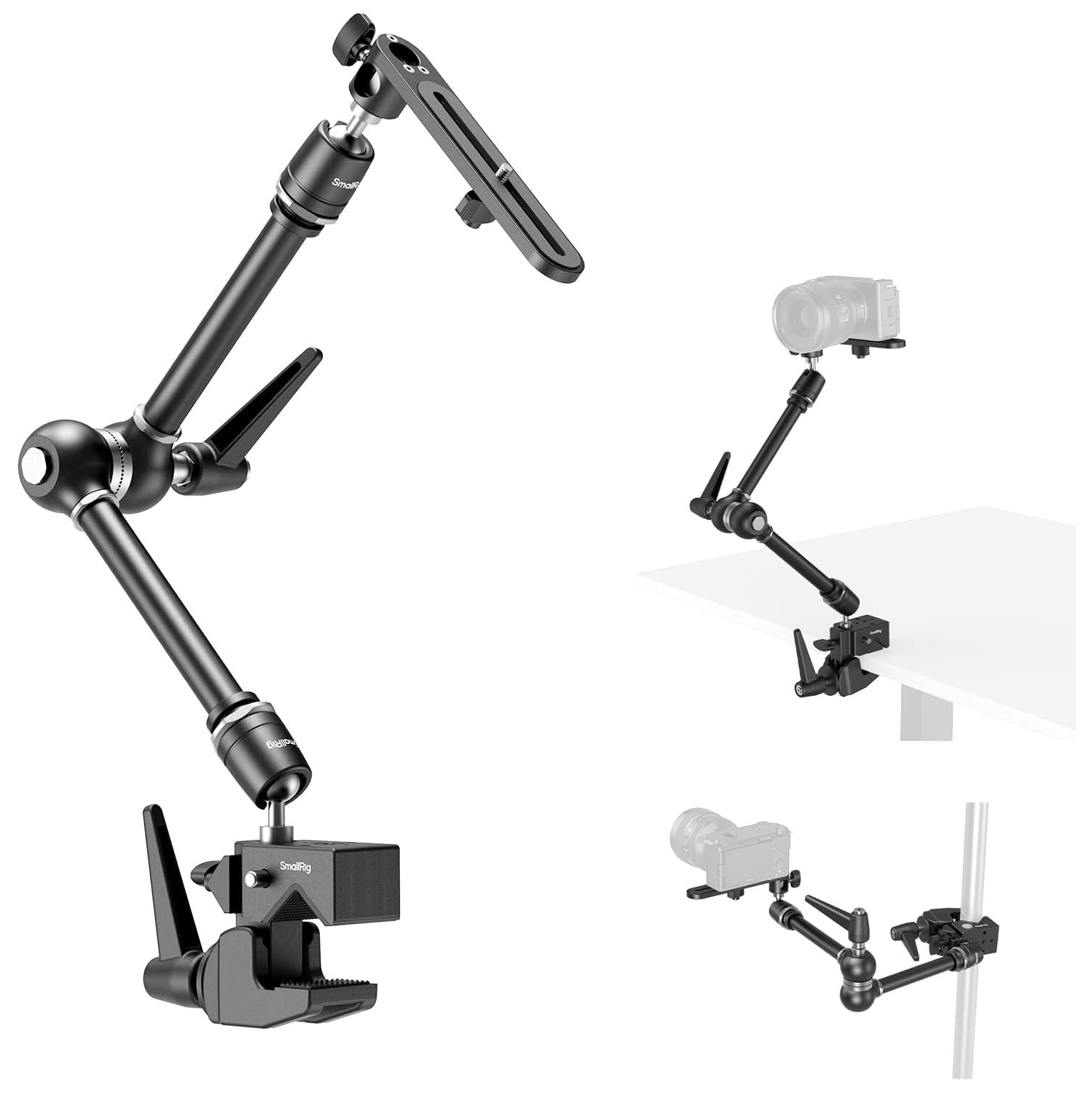 Support de caméra Friction Magic Arm de SmallRig avec super pince et plateforme de caméra, Studio Space Saver, support robuste pour lampes, appareils