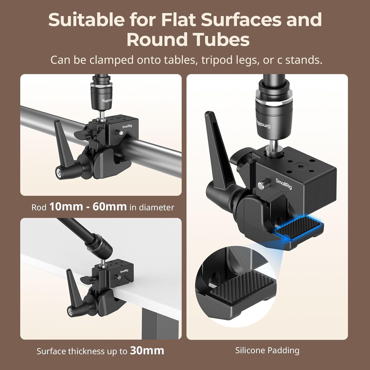Support de caméra Friction Magic Arm de SmallRig avec super pince et plateforme de caméra, Studio Space Saver, support robuste pour lampes, appareils