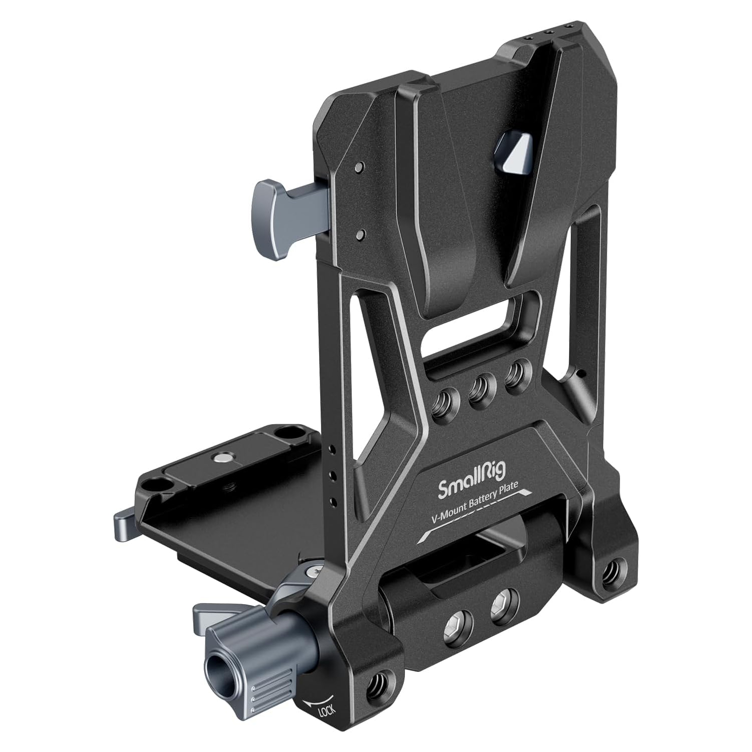 SmallRig V-Mount Battery Plate, V Lock Battery Mounting Plate with 1/4"-20 & 3/8:-16 Threaded Holes, L-Shape Compact & Foldable Tool-Free V Mount for