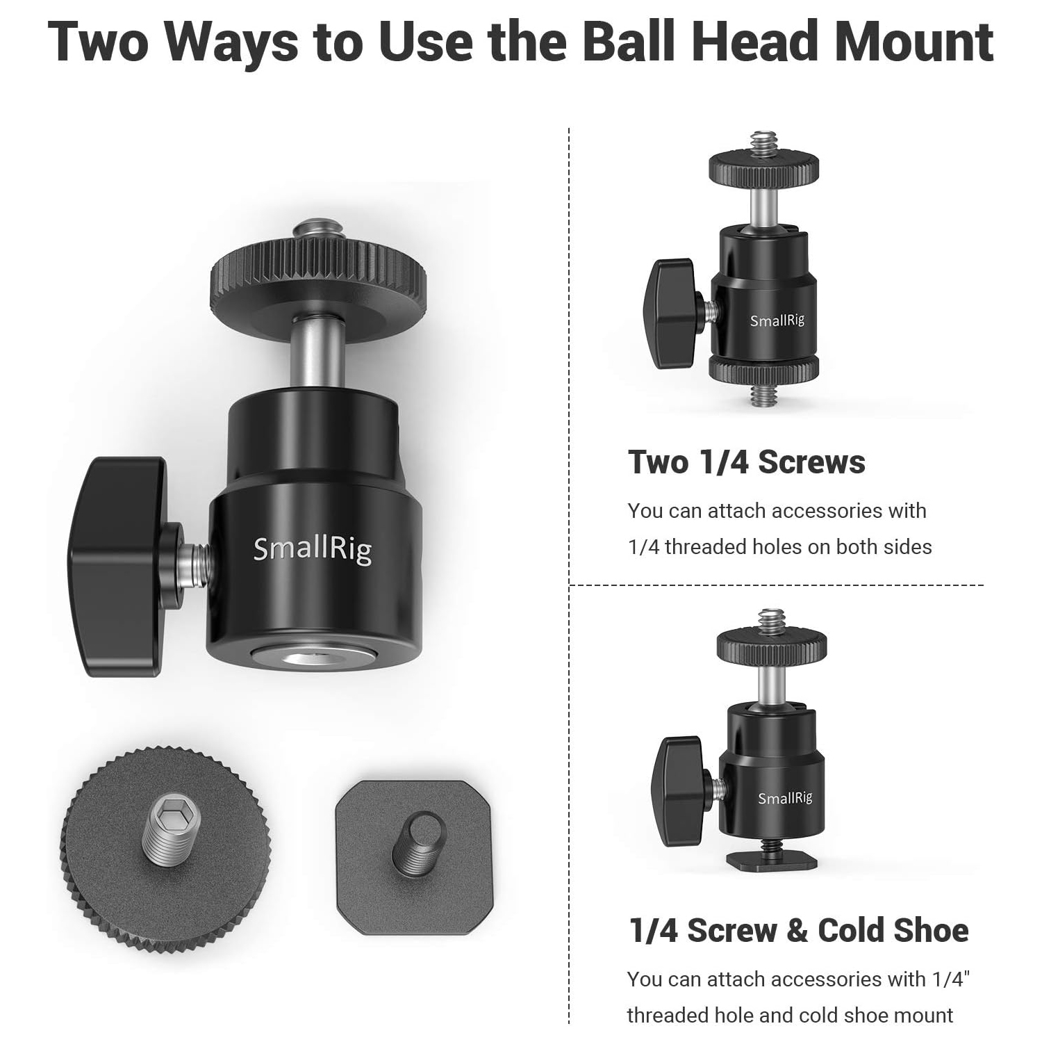 Super pince de SmallRig avec mini adaptateur pour griffe porte-accessoires avec vis 1/4 pour moniteur de champ LCD, lampes LED, microphone, pour