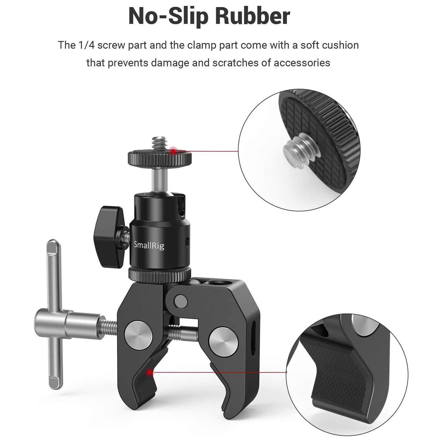 Super pince de SmallRig avec mini adaptateur pour griffe porte-accessoires avec vis 1/4 pour moniteur de champ LCD, lampes LED, microphone, pour