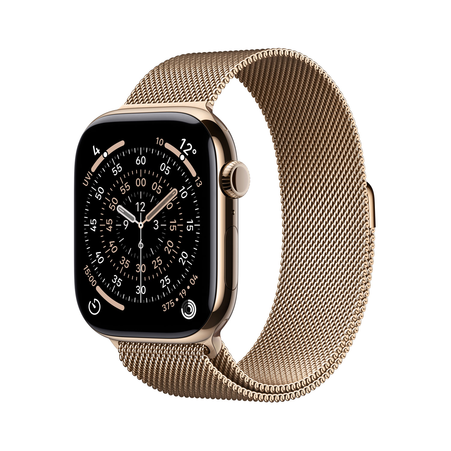 Apple Watch Series 11 46mm Gold Titanium Case with Gold Milanese Loop - Medium/Large