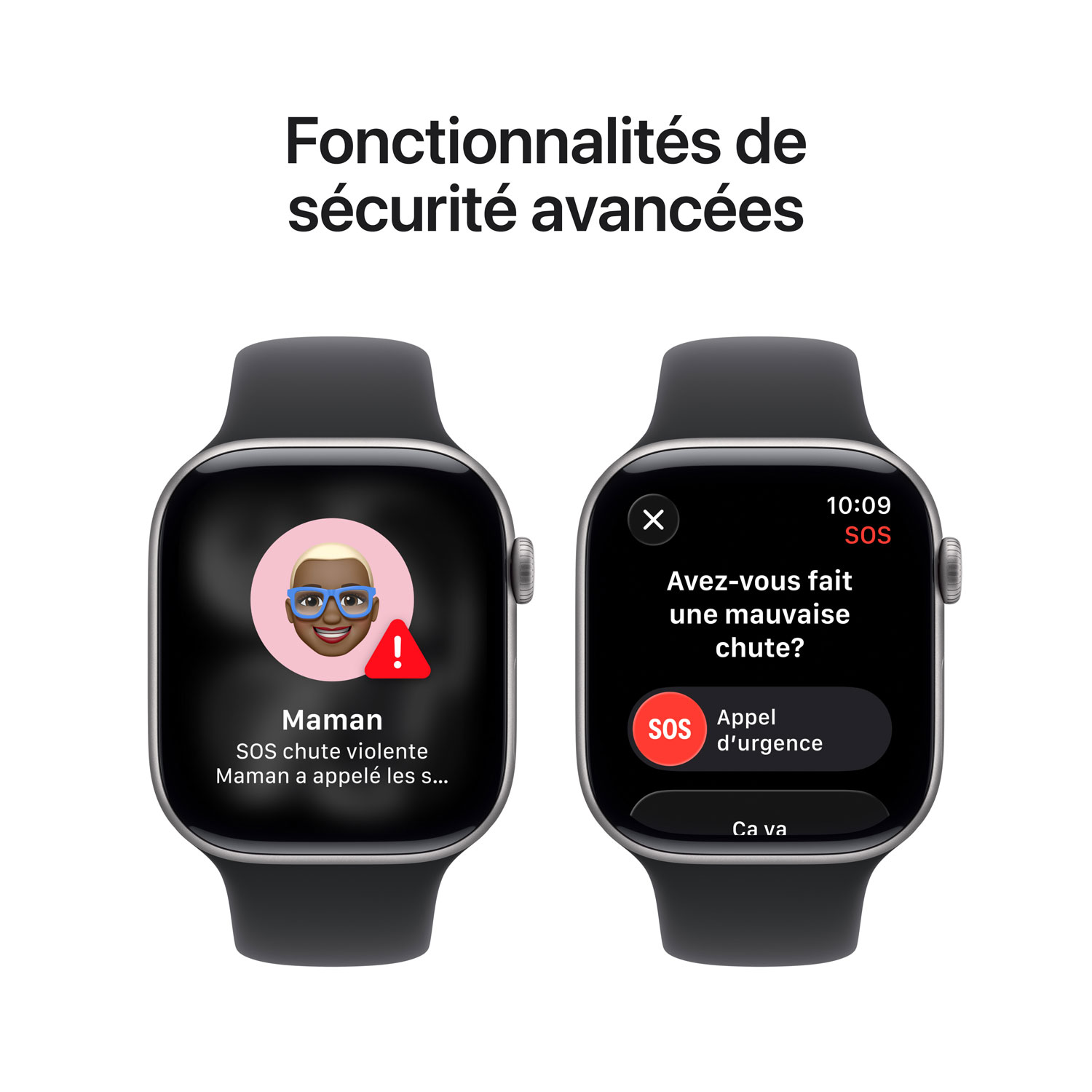 Apple Watch Series 11 avec boîtier de 46 mm en aluminium gris cosmique et bracelet sport noir - Moyen/Grand