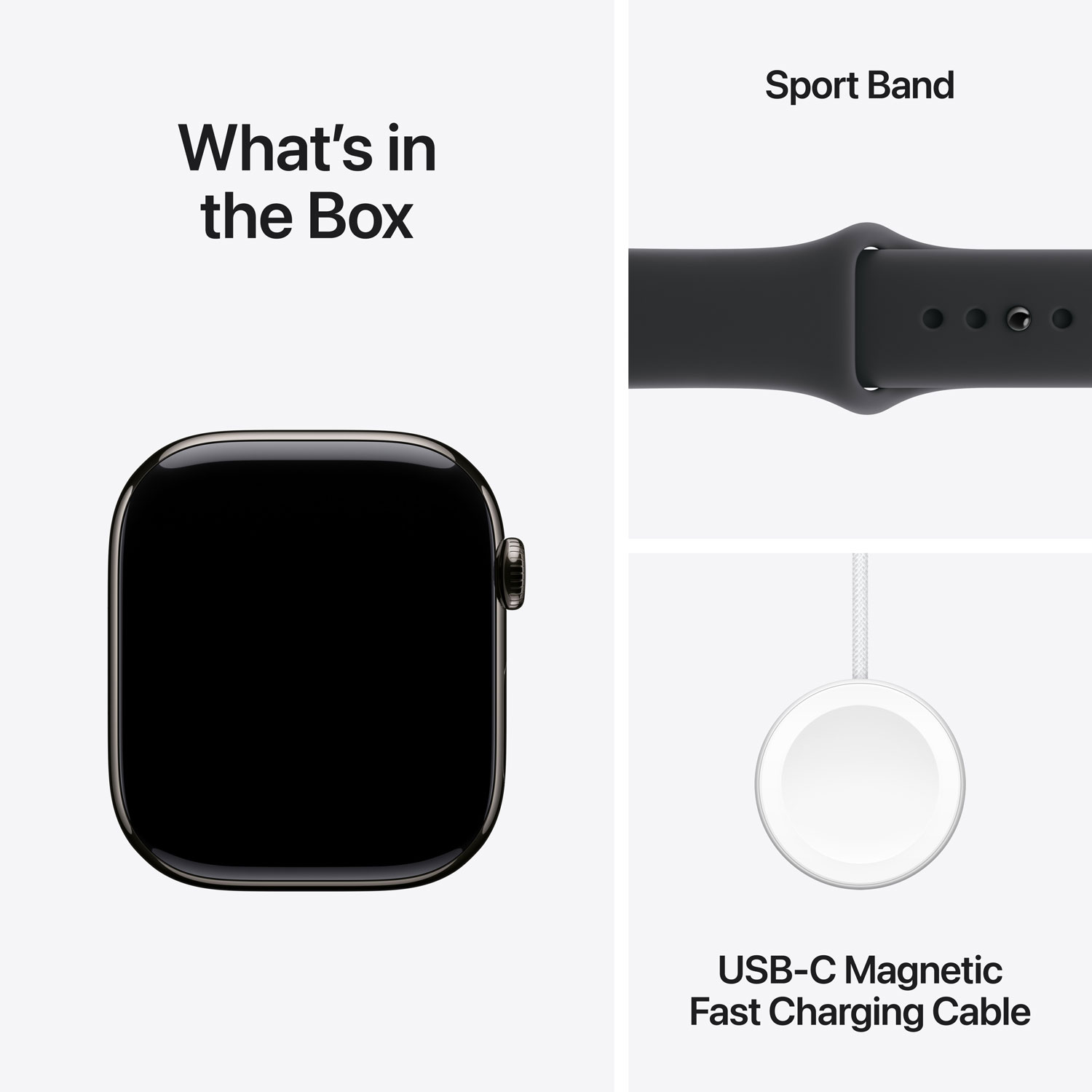 Apple Watch Series 11 avec boîtier de 46 mm en titane ardoise et bracelet sport noir - Moyen/Grand