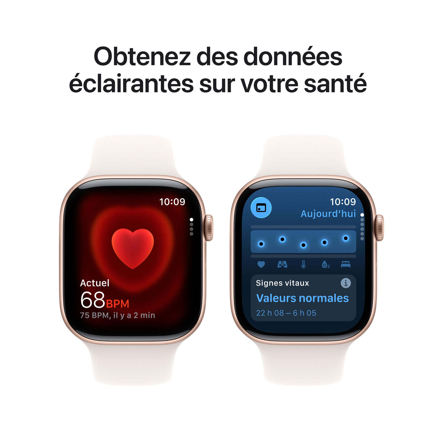 Apple Watch Series 11 avec boîtier de 42 mm en aluminium or rose et bracelet sport rose tendre - Moyen/Grand