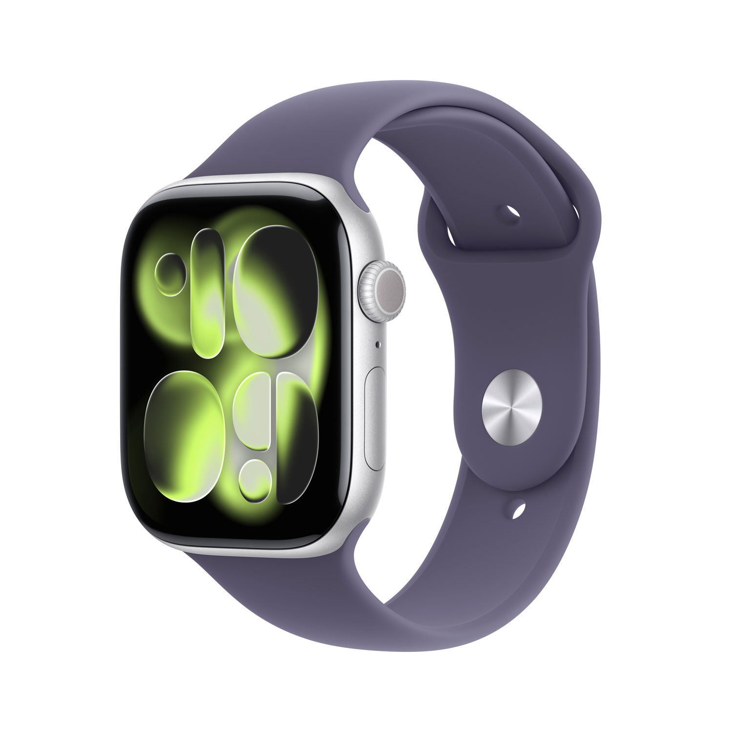 Apple Watch Series 11 avec boîtier de 42 mm en aluminium argenté et bracelet sport brume violette - Petit/Moyen