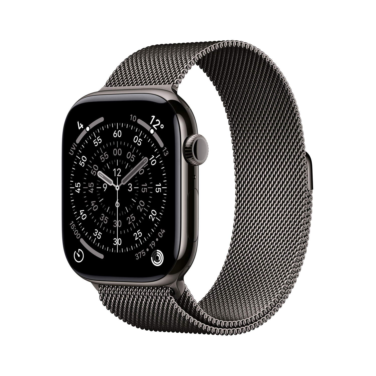 Apple Watch Series 11 avec boîtier de 46 mm en titane ardoise et bracelet milanais ardoise - Moyen/Grand