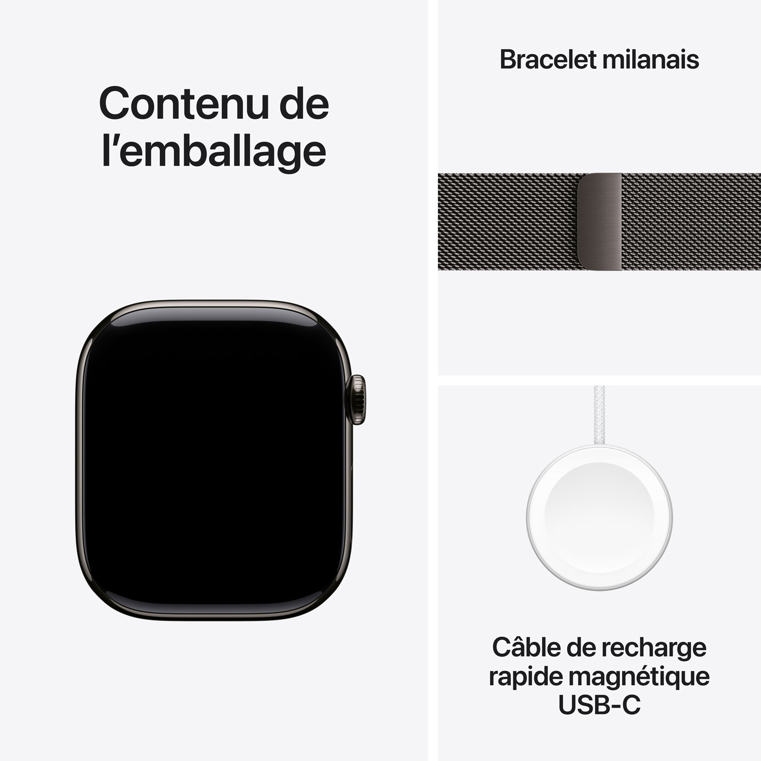 Apple Watch Series 11 avec boîtier de 46 mm en titane ardoise et bracelet milanais ardoise - Moyen/Grand