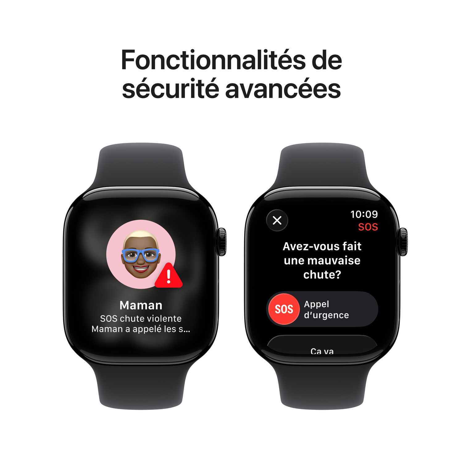 Apple Watch Series 11 avec boîtier de 46 mm en aluminium noir de jais et bracelet sport noir - Moyen/Grand
