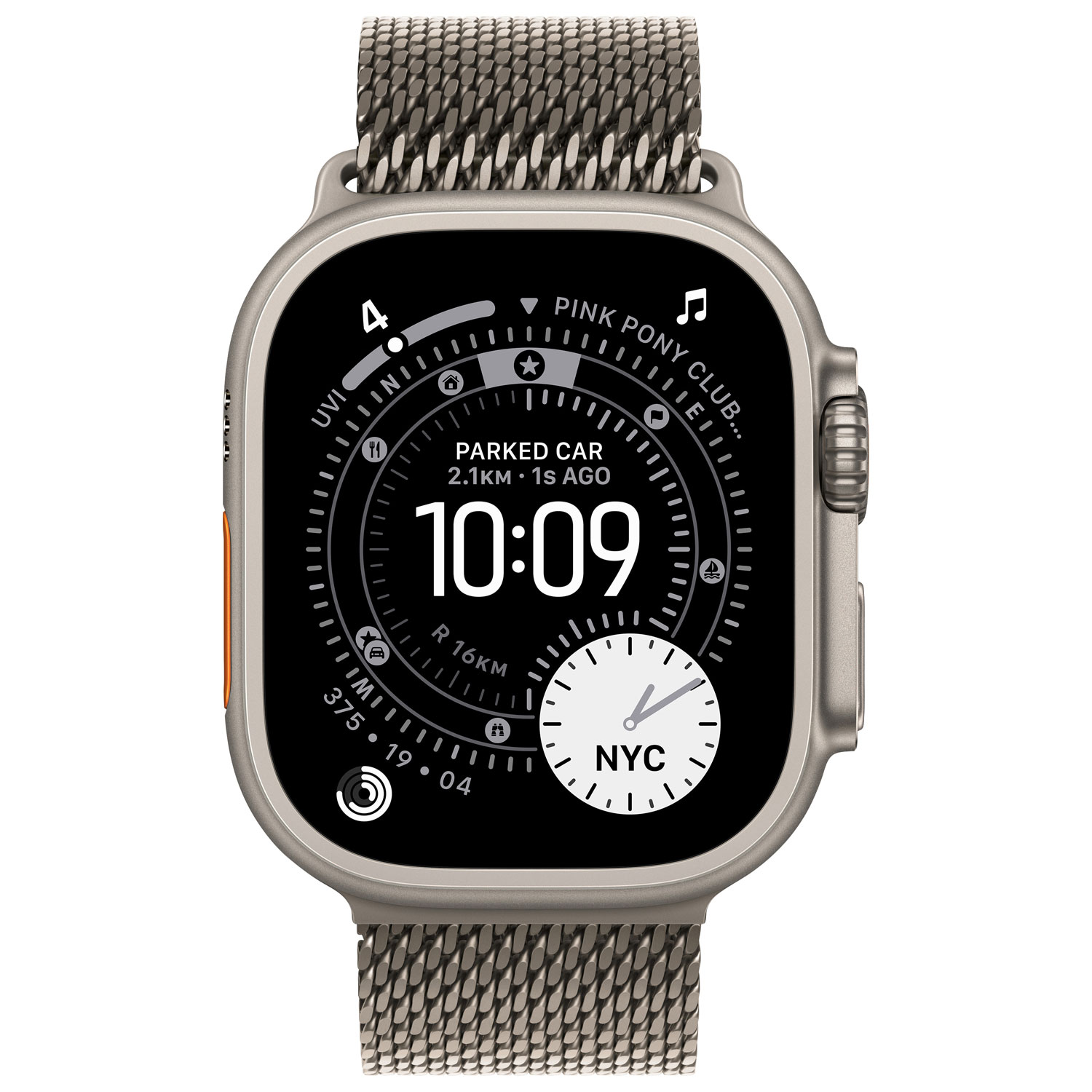 Apple Watch Ultra 3 49mm Natural Titanium Case with Natural Titanium Milanese Loop - Large