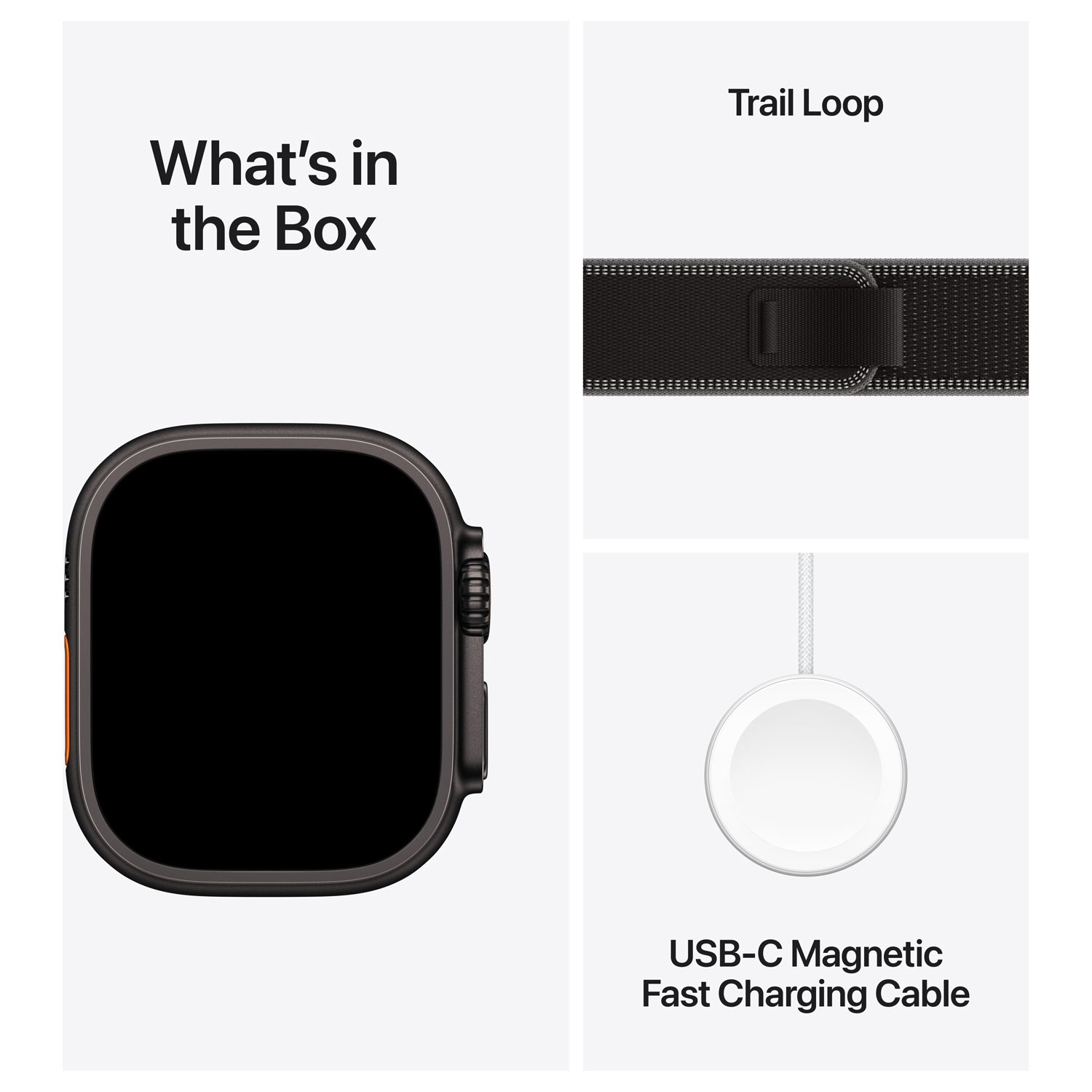 Apple Watch Ultra 3 49mm Black Titanium Case with Black/Charcoal Trail Loop - Small/Medium