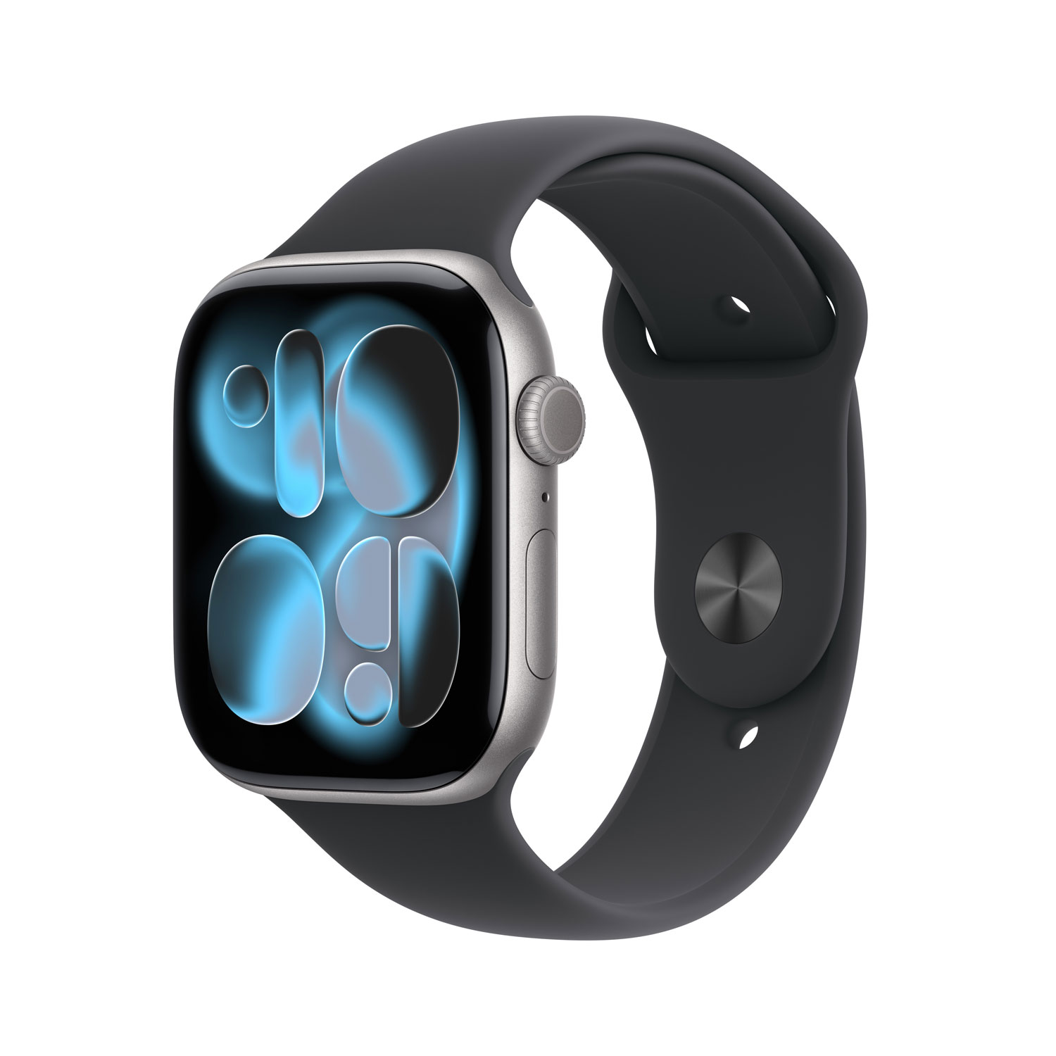 Apple Watch Series 11 avec boîtier de 42 mm en aluminium gris cosmique et bracelet sport noir - Petit/Moyen