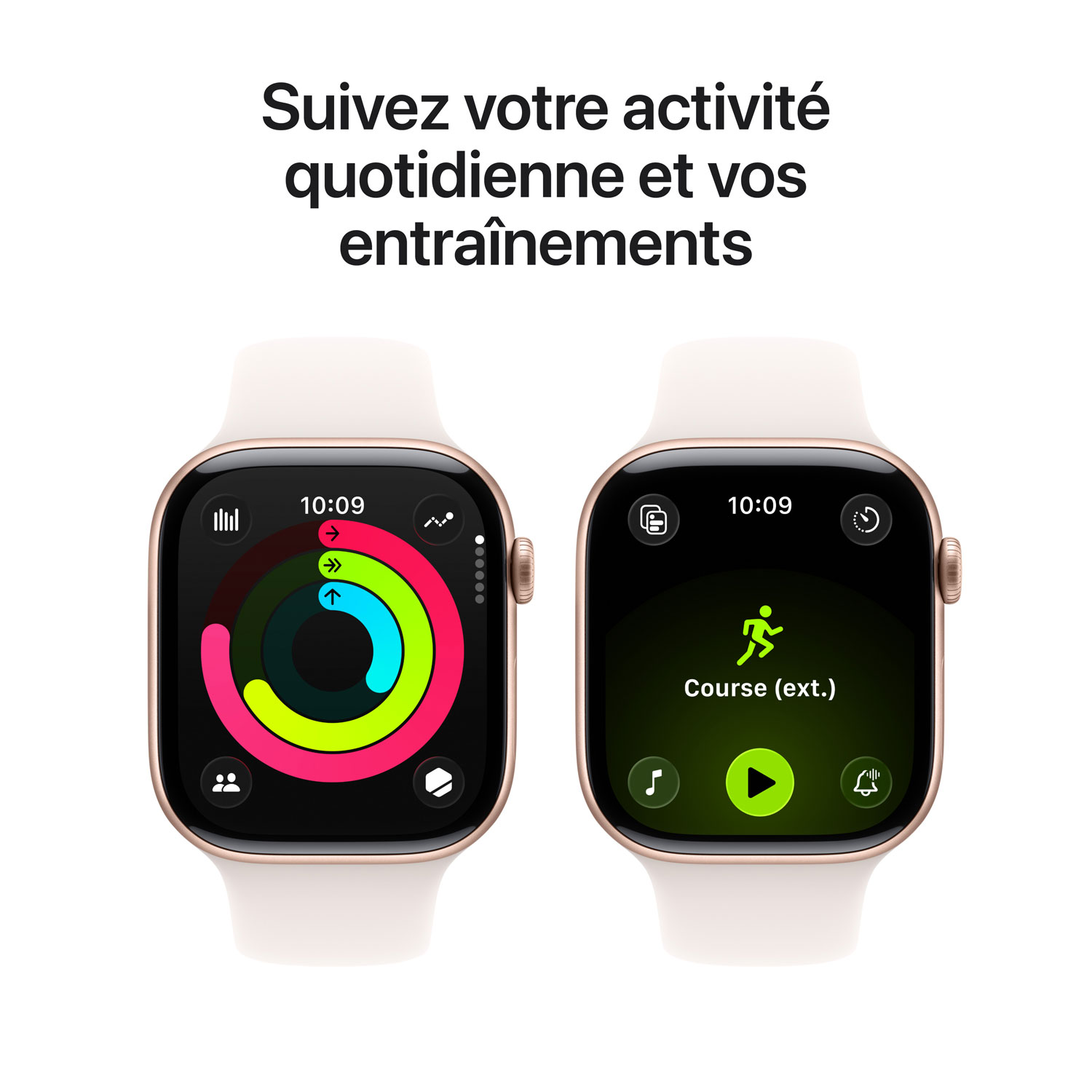 Apple Watch Series 11 avec boîtier de 42 mm en aluminium or rose et bracelet sport rose tendre - Petit/Moyen