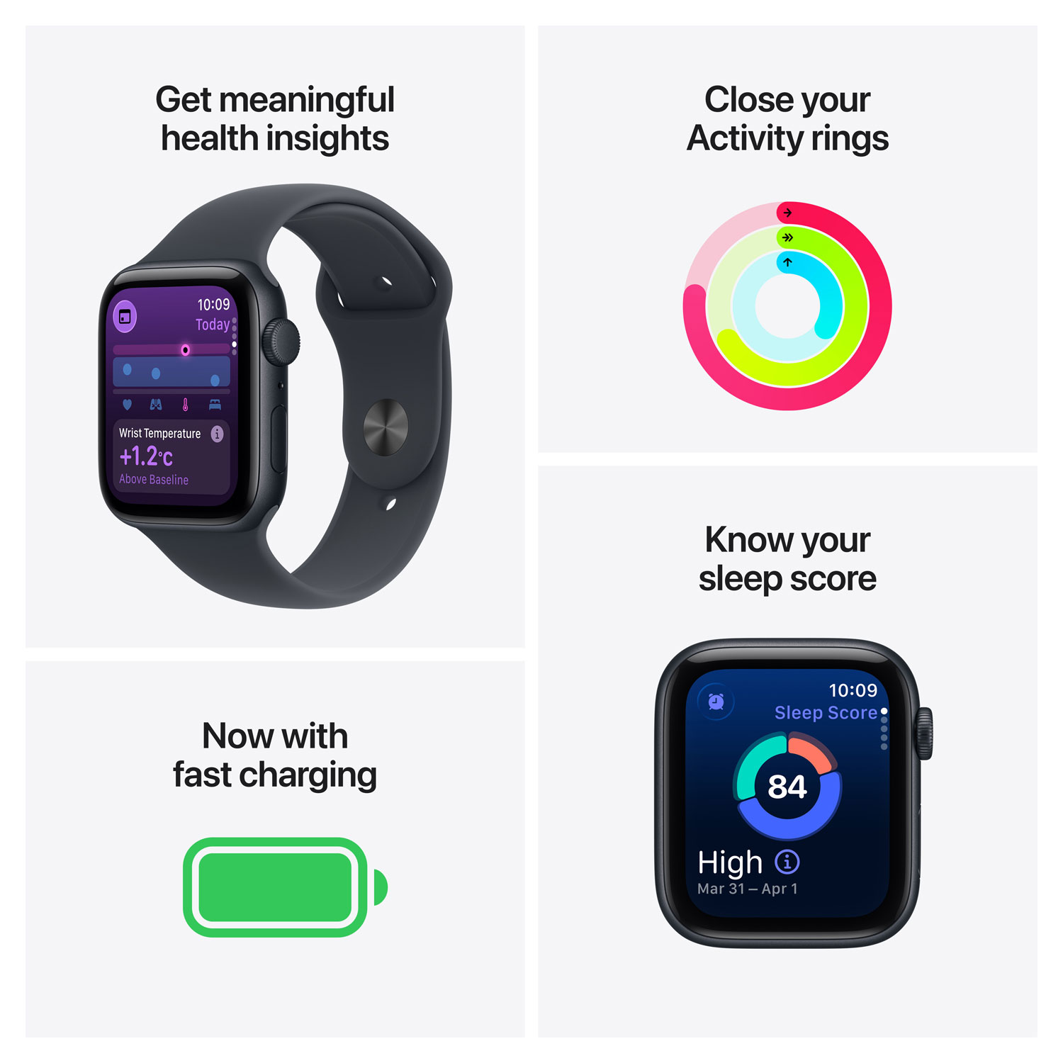 Apple Watch SE 3 avec boîtier de 44 mm en aluminium minuit et bracelet sport minuit - Moyen/Grand