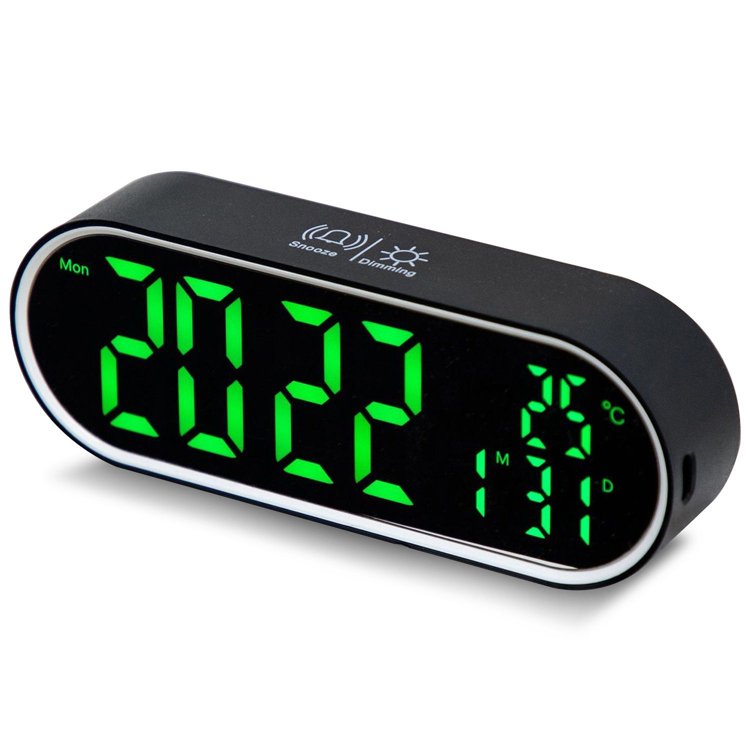 Réveille-matin numérique avec grand écran LED et pile rechargeable pour la décoration de la maison ou du bureau Style moderne