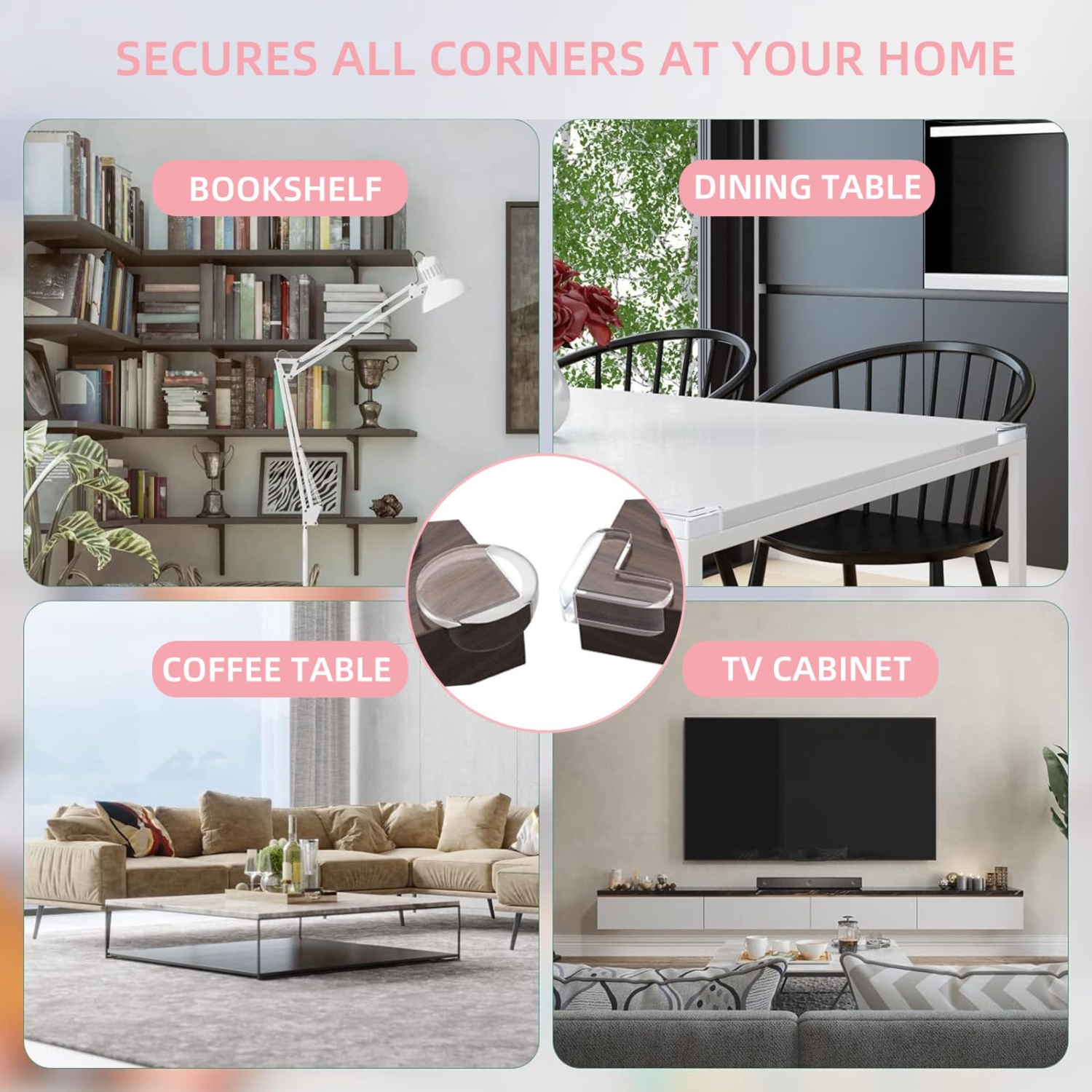 24 protecteur de coin transparent PCS, protecteur de coin sphérique ＆ en L pour bébé avec adhésif en gel robuste, pare-chocs de sécurité pour coins