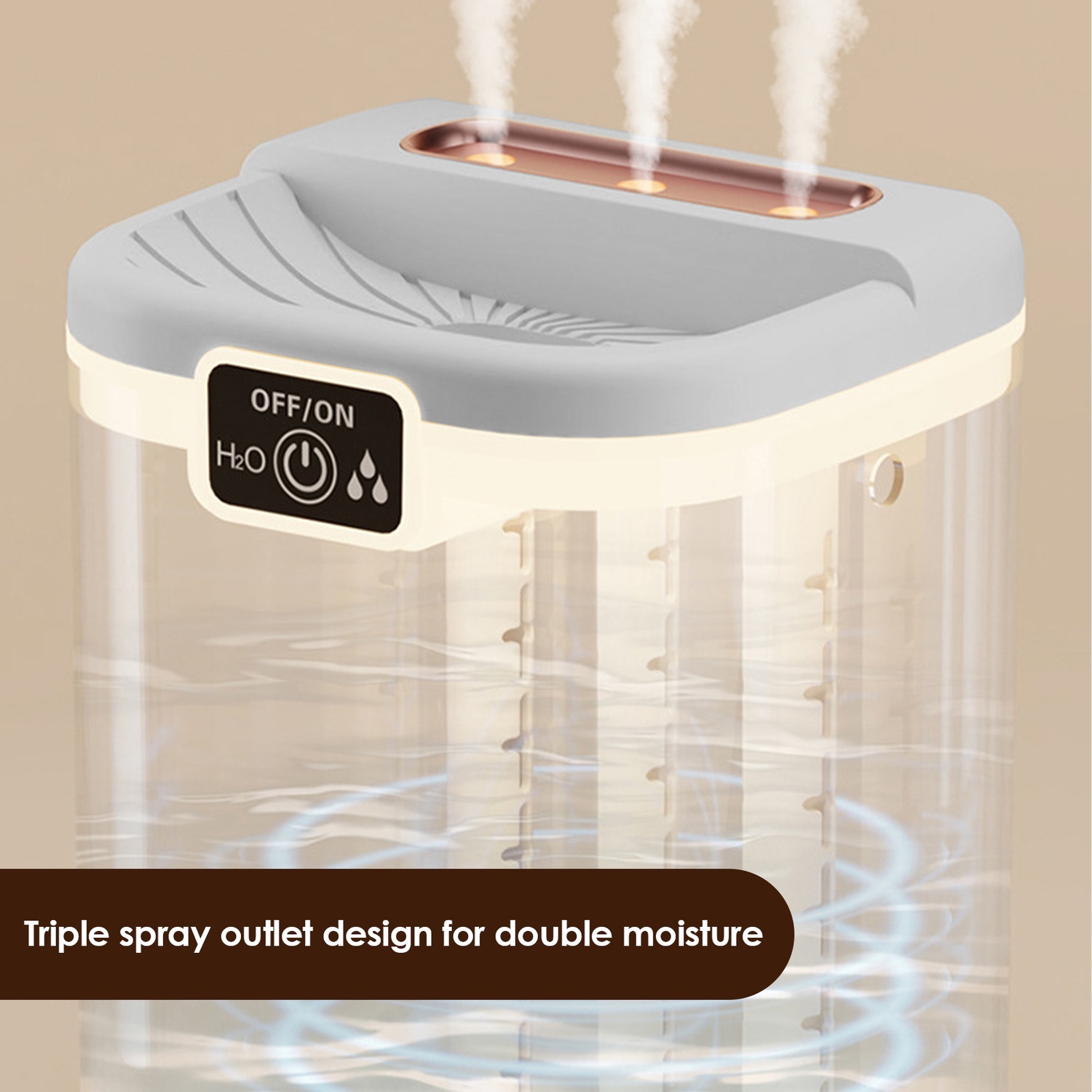 Air Humidifier 3 Nozzles USB Cool Mist Diffuser 2000ml Large Capacity for Home Bedroom Office Desk Top Fill Quiet Aromatherapy