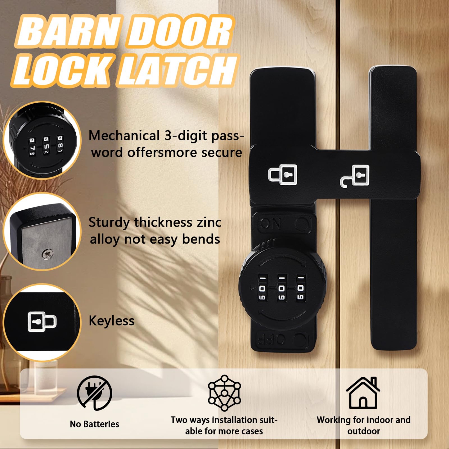 180 Degree Keyless Cabinet Locks Password Latches Combination Locks for Privacy and Easy Installation on Cabinets Drawers Doors