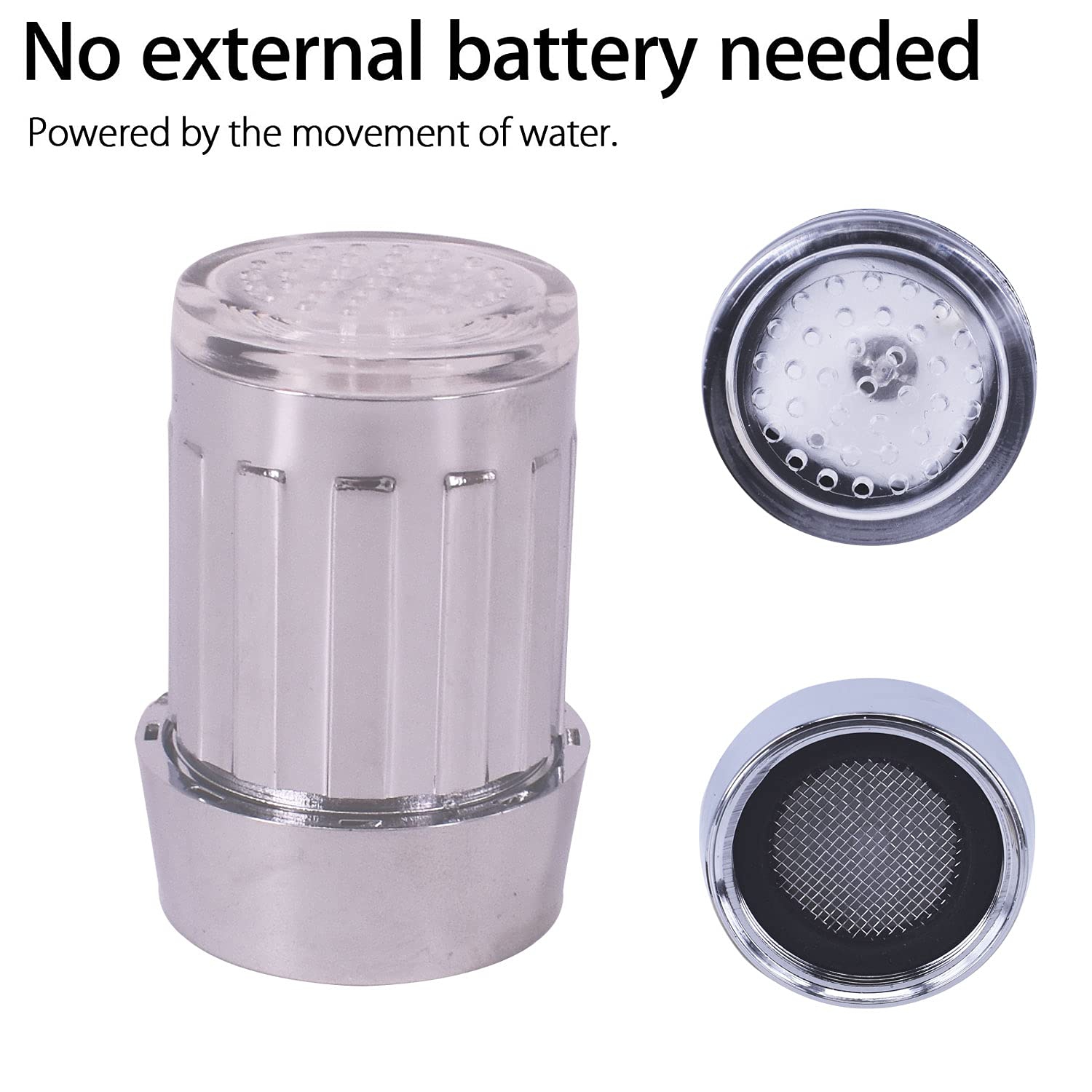 2 Pack 3 Color Temperature Sensitive Gradient LED Water Faucet Light Water Stream Color Changing Faucet Spout Sink Tap Faucet for Kitchen Bathroom