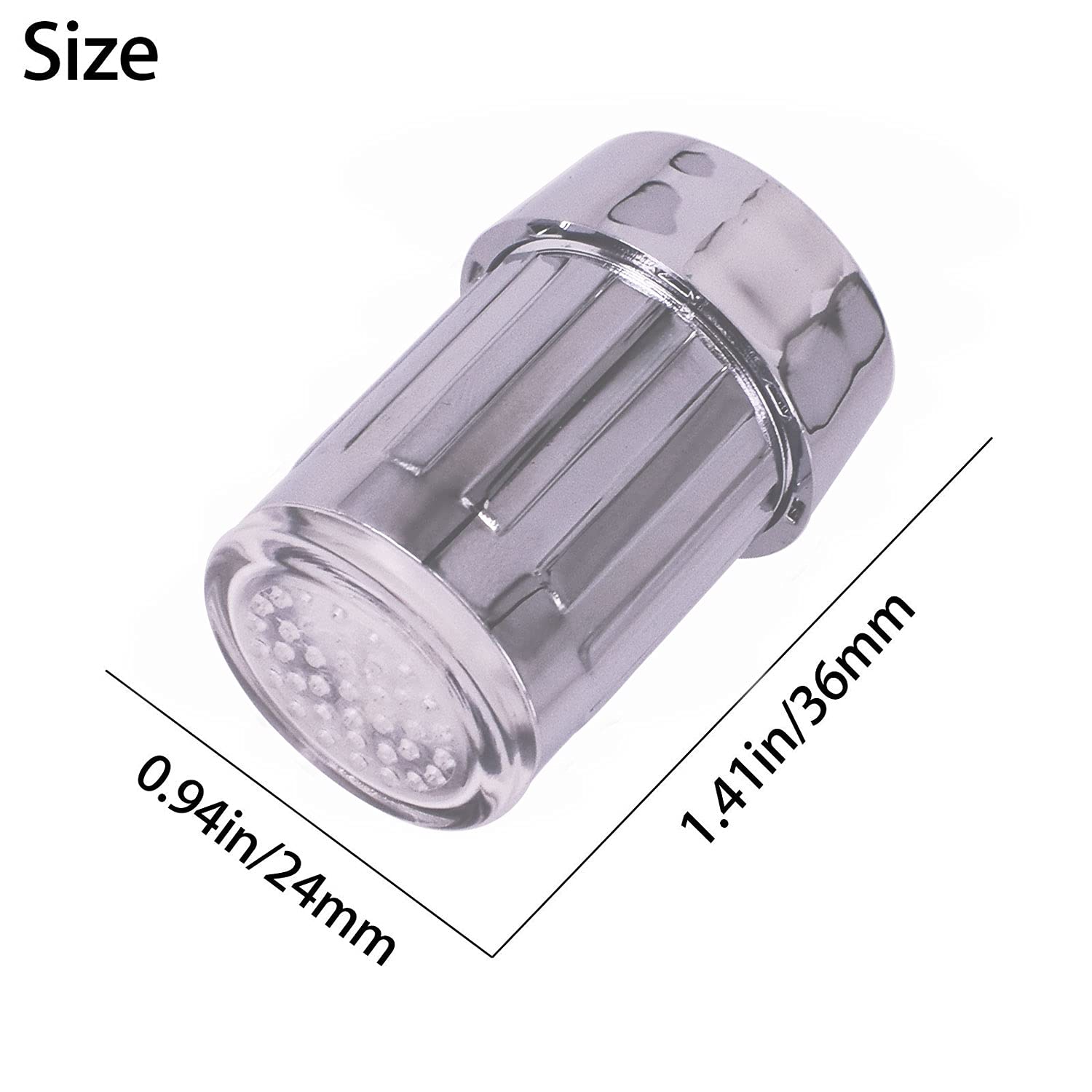 2 Pack 3 Color Temperature Sensitive Gradient LED Water Faucet Light Water Stream Color Changing Faucet Spout Sink Tap Faucet for Kitchen Bathroom