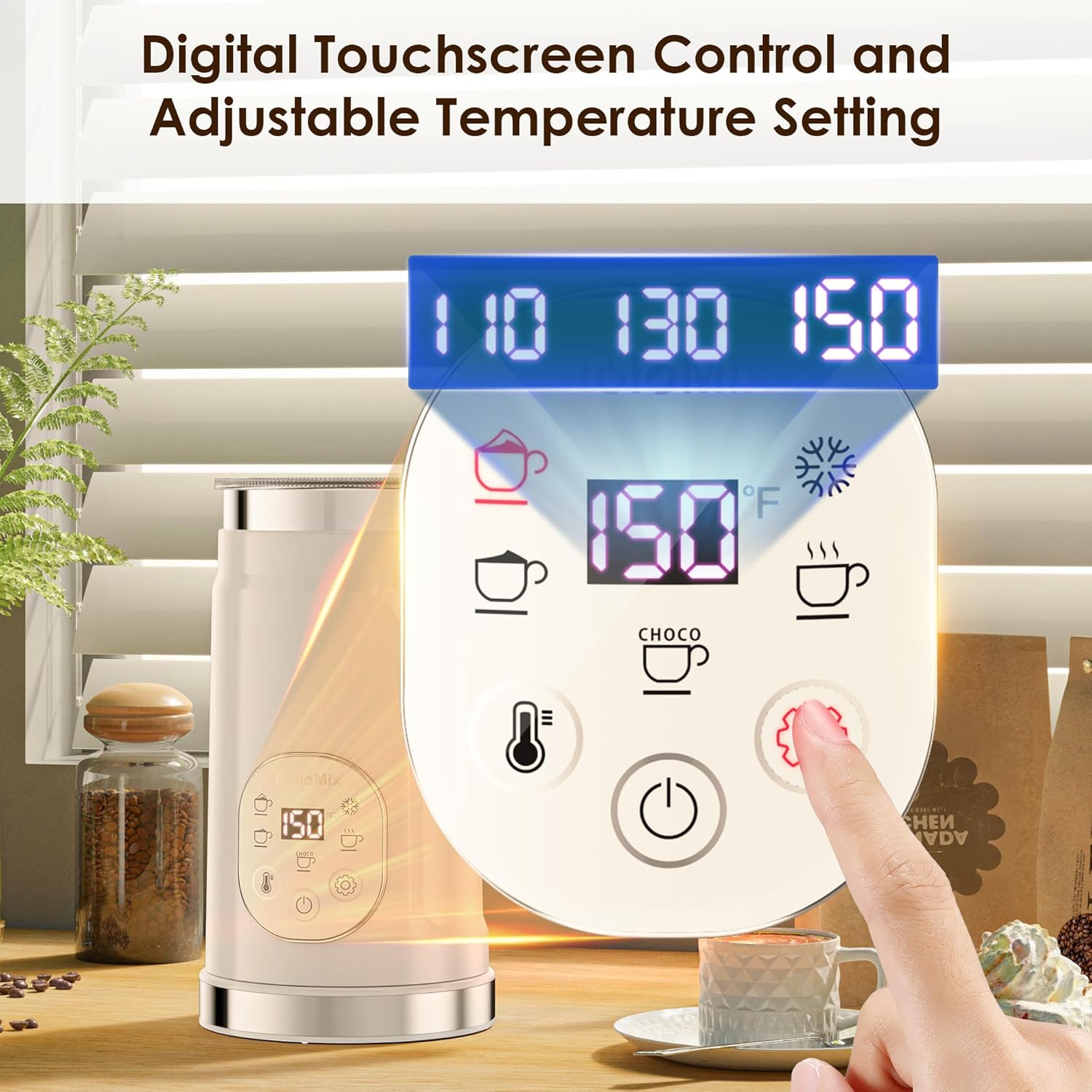 Electric Milk Frother 4 in 1 Automatic Hot and Cold Milk Frother Heater for Milk Latte Frothing Machine Hot Chocolate Cappuccino US Standard