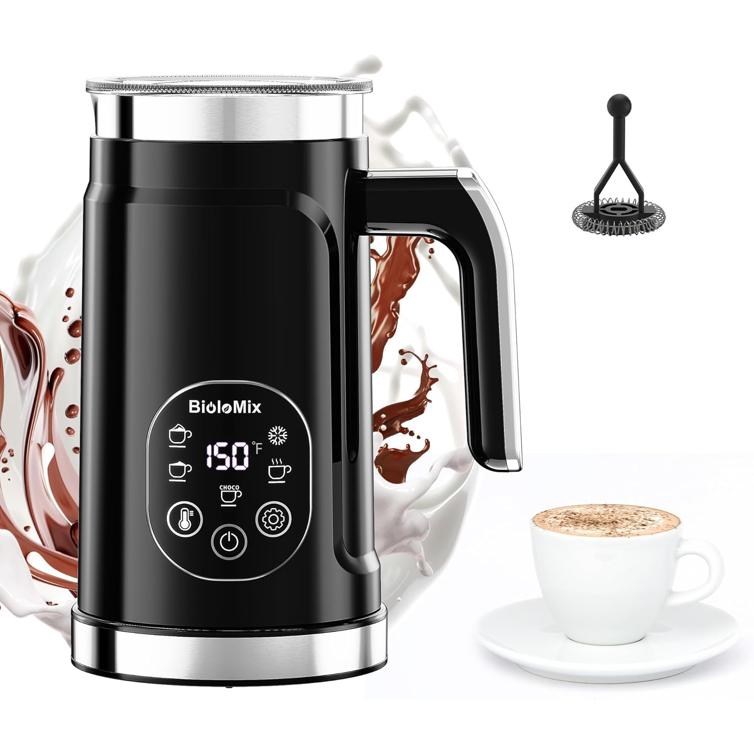 Moussoir à lait électrique Chaufferette automatique 4 en 1 pour moussoir à lait Latte Froth Machine Chocolat chaud Cappuccino US Standard