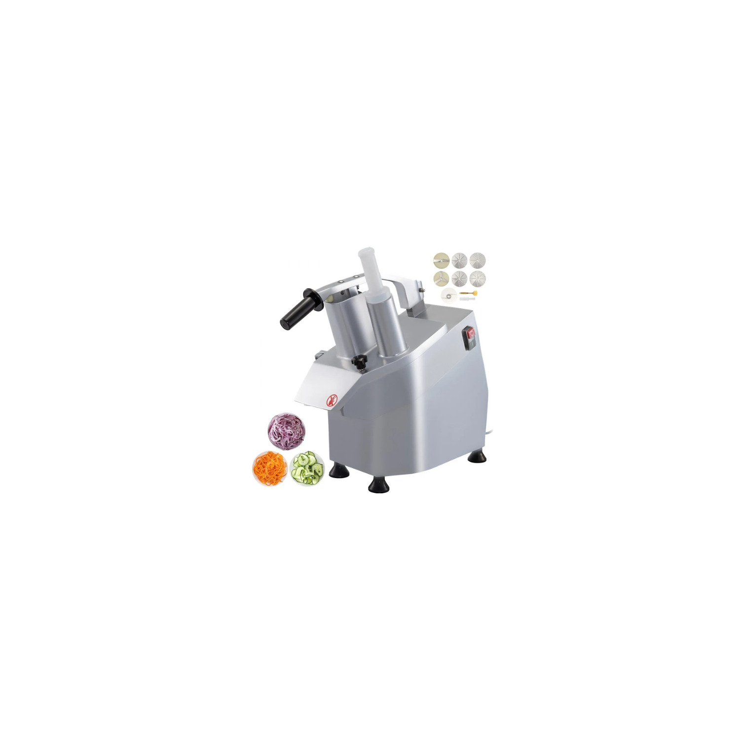 VEVOR JKC-300 Commercial Fruit & Vegetable Cutter Slicer Machine, 550W, 110V, Multi-Functional Food Processor with 6 Detachable Blades for Slicing,