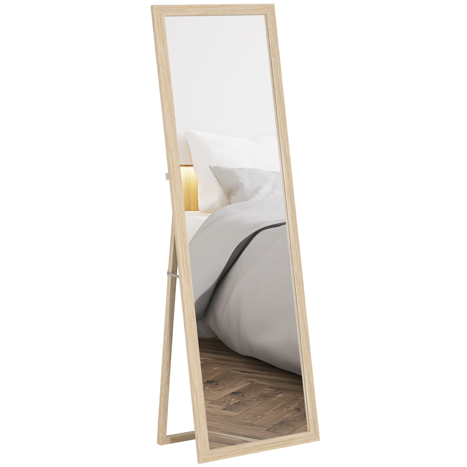 HOMCOM 64" x 21" Full Length Mirror, Standing, Wall-Mounted or Leaning Against Wall, Rectangular Full Body Mirror with Frame for Bedroom, Living