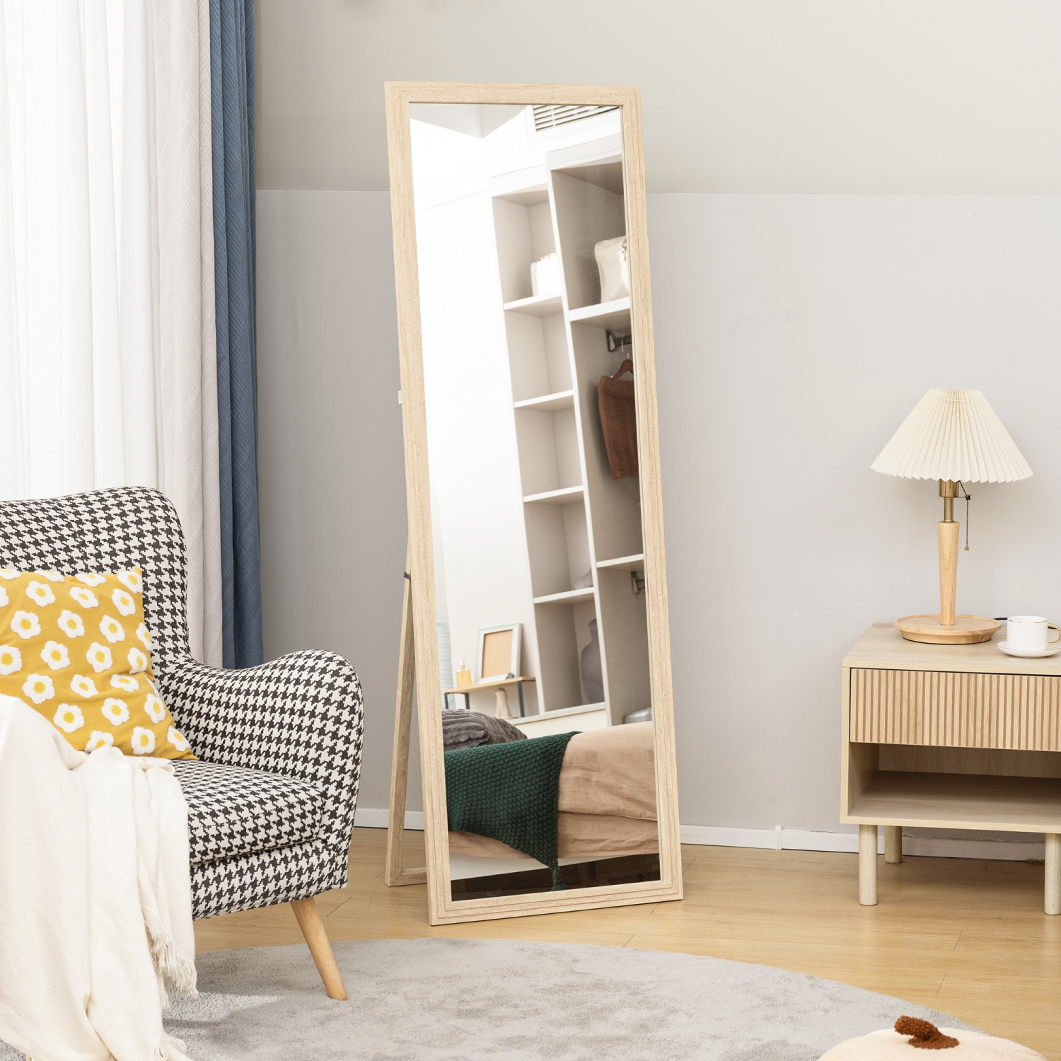 HOMCOM 64" x 21" Full Length Mirror, Standing, Wall-Mounted or Leaning Against Wall, Rectangular Full Body Mirror with Frame for Bedroom, Living
