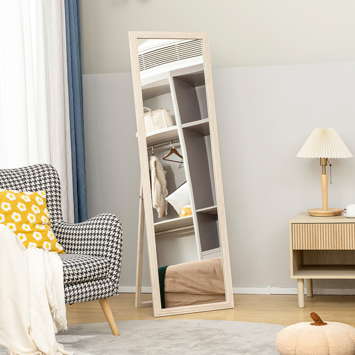 HOMCOM 64" x 21" Full Length Mirror, Standing, Wall-Mounted or Leaning Against Wall, Rectangular Full Body Mirror with Frame for Bedroom, Living