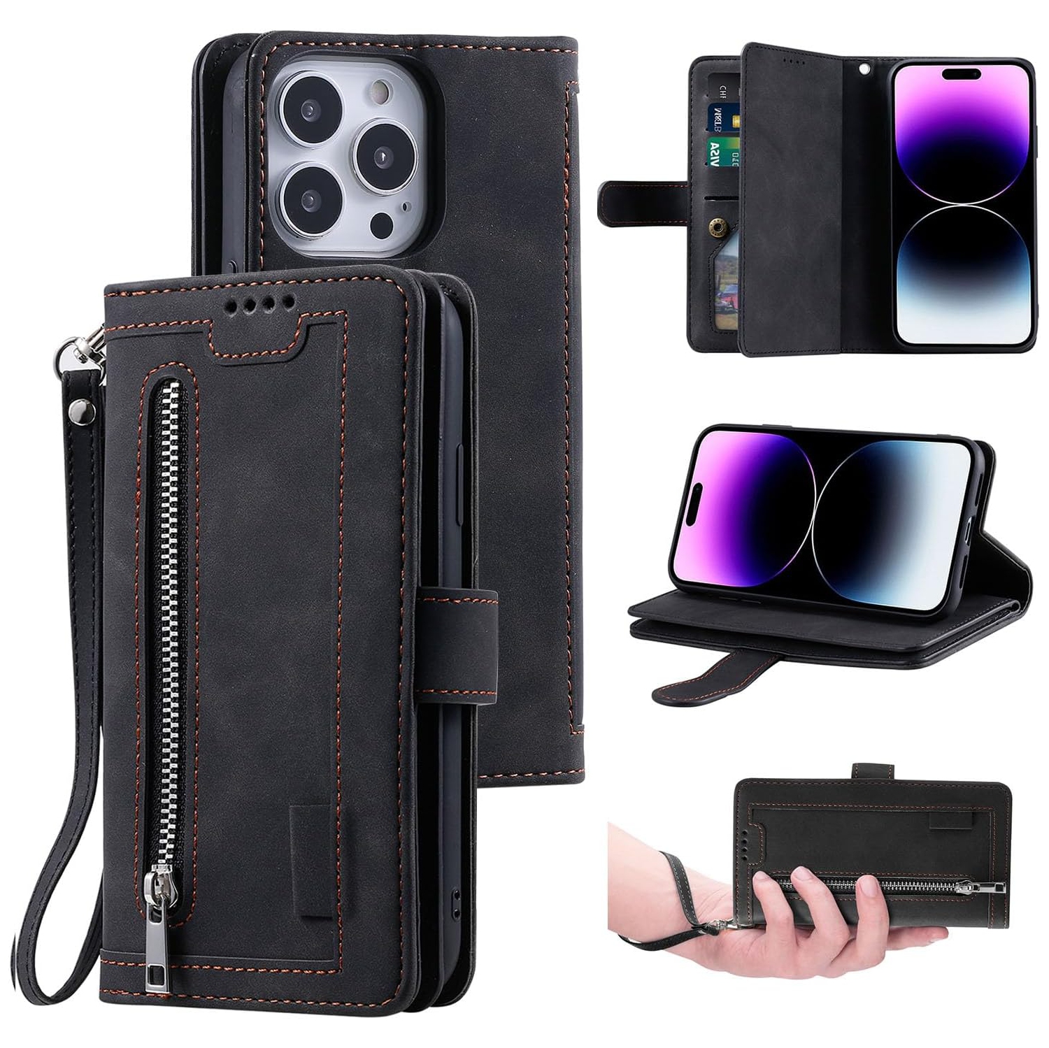 [ LIMITTED TIME OFFRE ] - Étui portefeuille pour iPhone 13 PRO MAX, étui folio multifonction à rabat 9 fentes pour cartes Étui pour téléphone avec