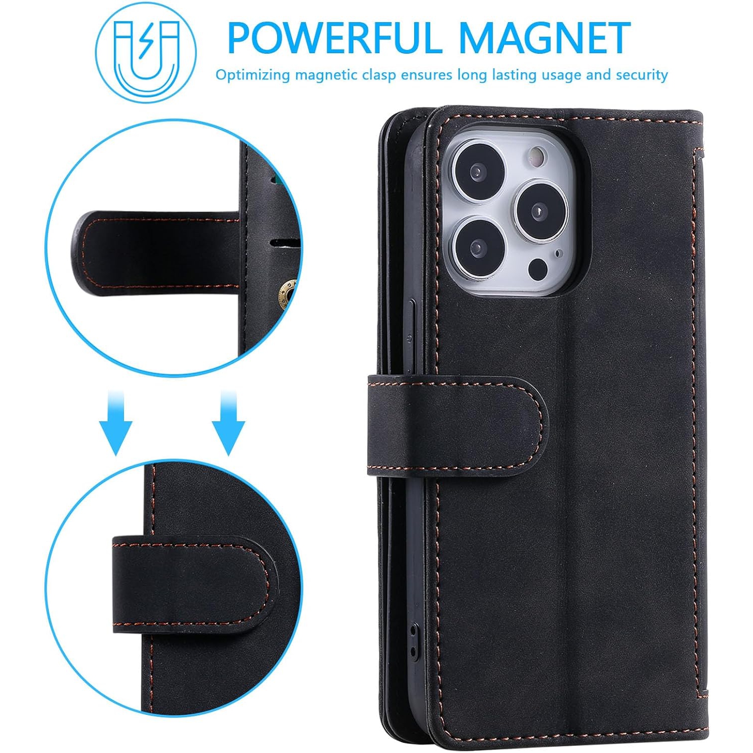 [ LIMITTED TIME OFFRE ] - Étui portefeuille pour iPhone 13 PRO MAX, étui folio multifonction à rabat 9 fentes pour cartes Étui pour téléphone avec