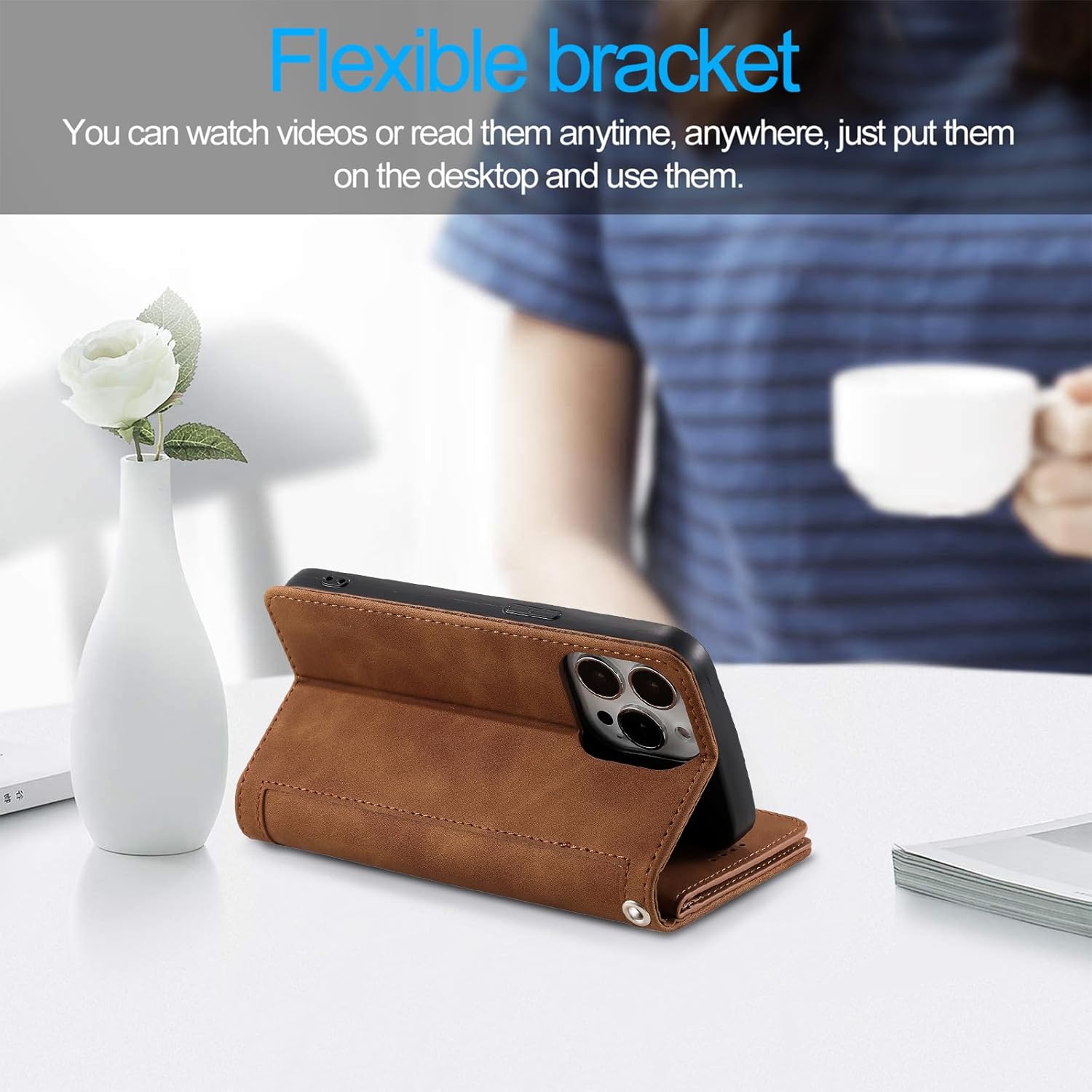 [ LIMITTED TIME OFFER ] - Wallet Case for iPhone 14 PLUS, Multi-Function Flip Folio 9 Card Slots Phone Case with Zipped Pocket Wrist Strap