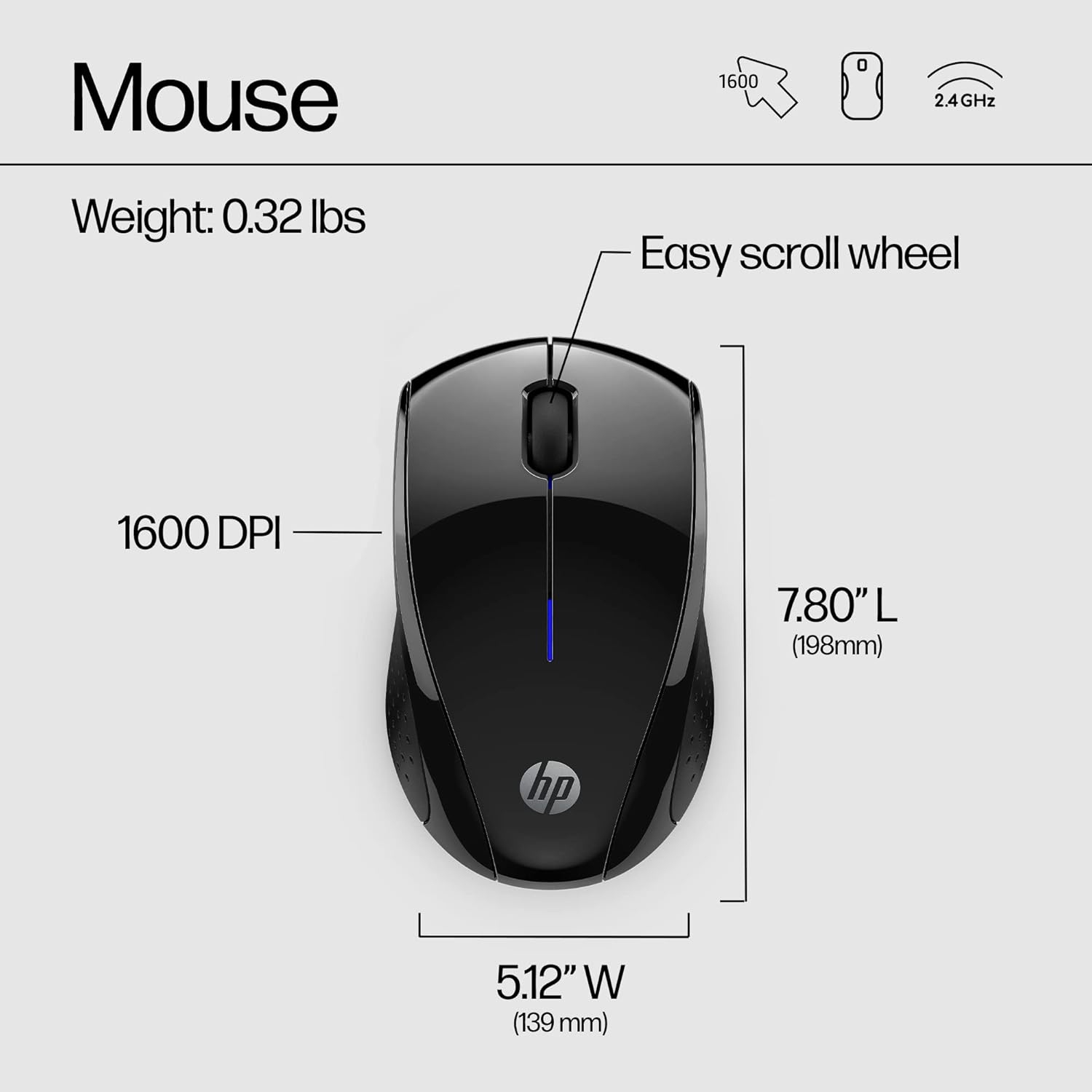 Souris sans fil X3000 G3 de HP, batterie de 15 mois, prises latérales et puissant 1600&nbsp;ppp capteur optique TrueMove