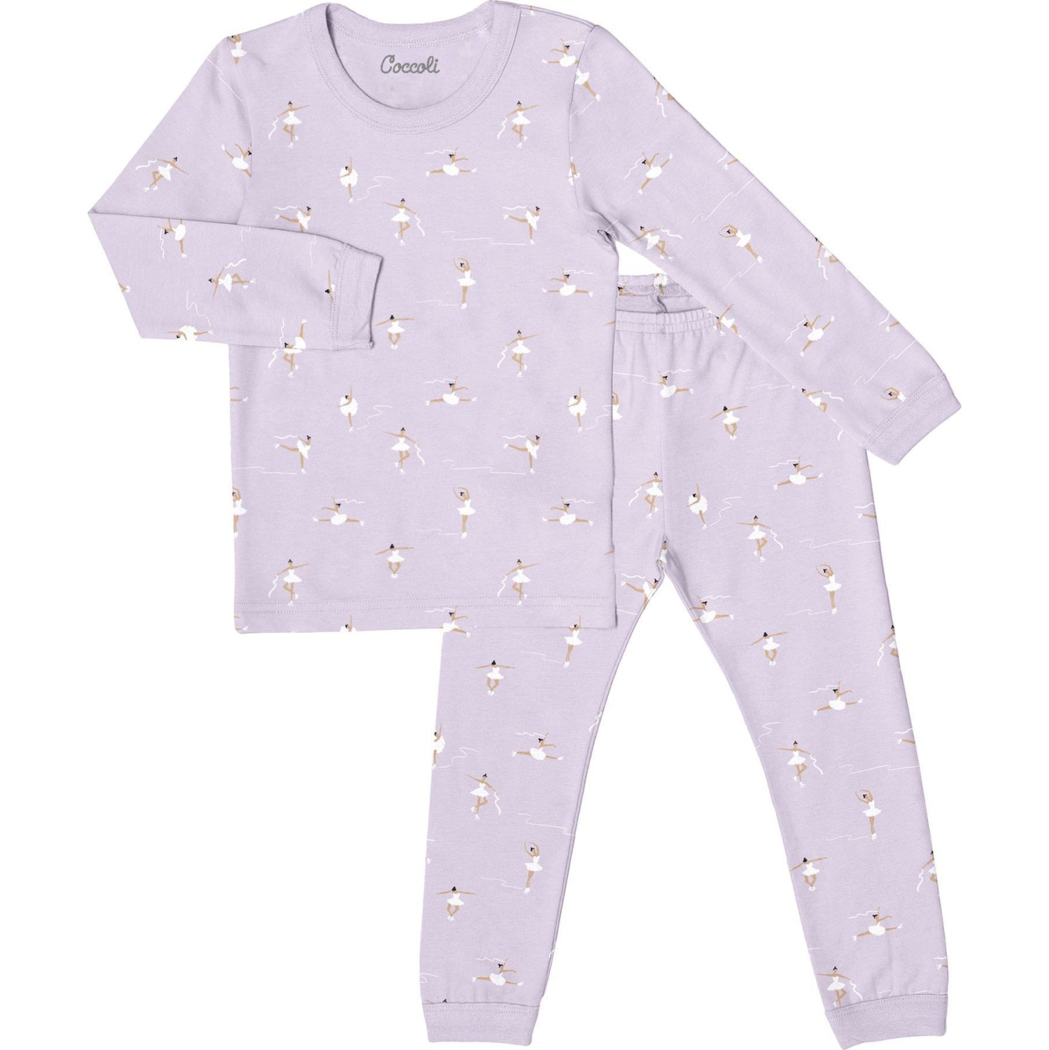 Coccoli Modal Long Sleeve Pyjamas - Figure Skaters on Purple