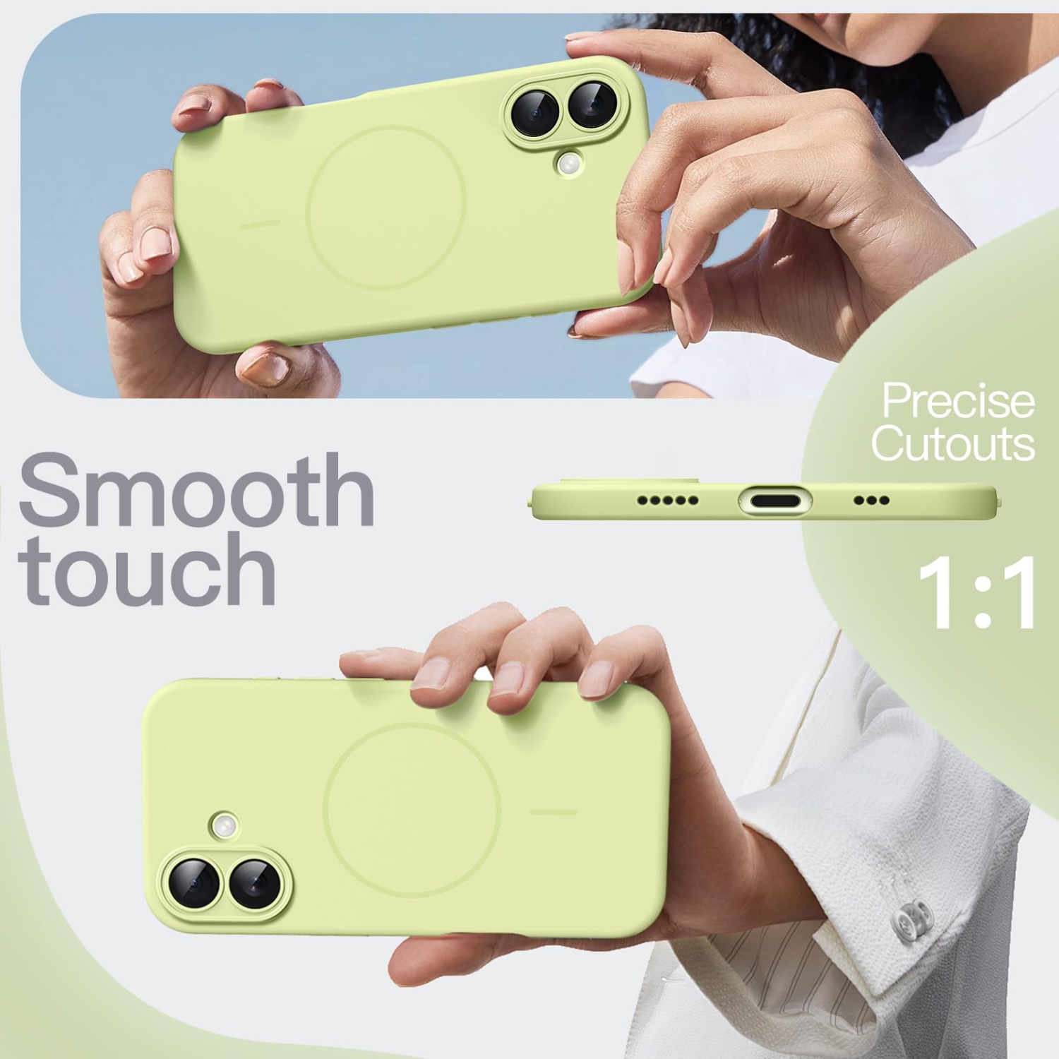 Étui magnétique en silicone pour iPhone de 17 6,3&nbsp;po, compatible avec MagSafe, doux au toucher, étui de téléphone absorbant les chocs avec