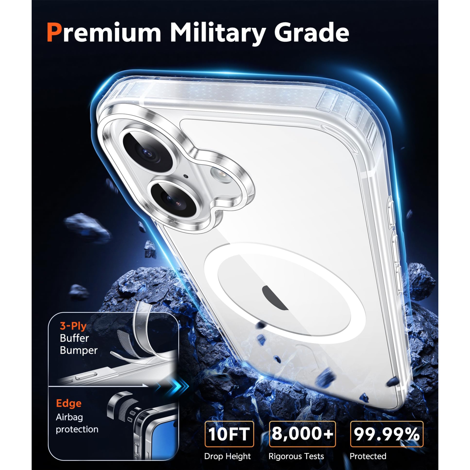 iPhone 17 Case Clear: Magnetic Transparent Phone Cases with Screen Protector Slim Anti Yellowing Military Grade Drop Protection Rugged Shockproof