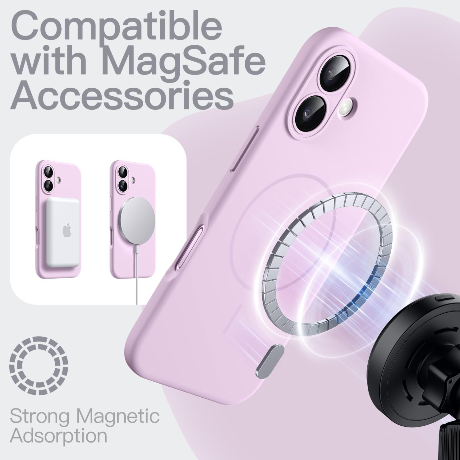 Magnetic Silicone Case for iPhone 17 6.3-Inch, Compatible with MagSafe, Silky Soft Touch, Shock Absorbing Phone Cover with Camera Lens Protection