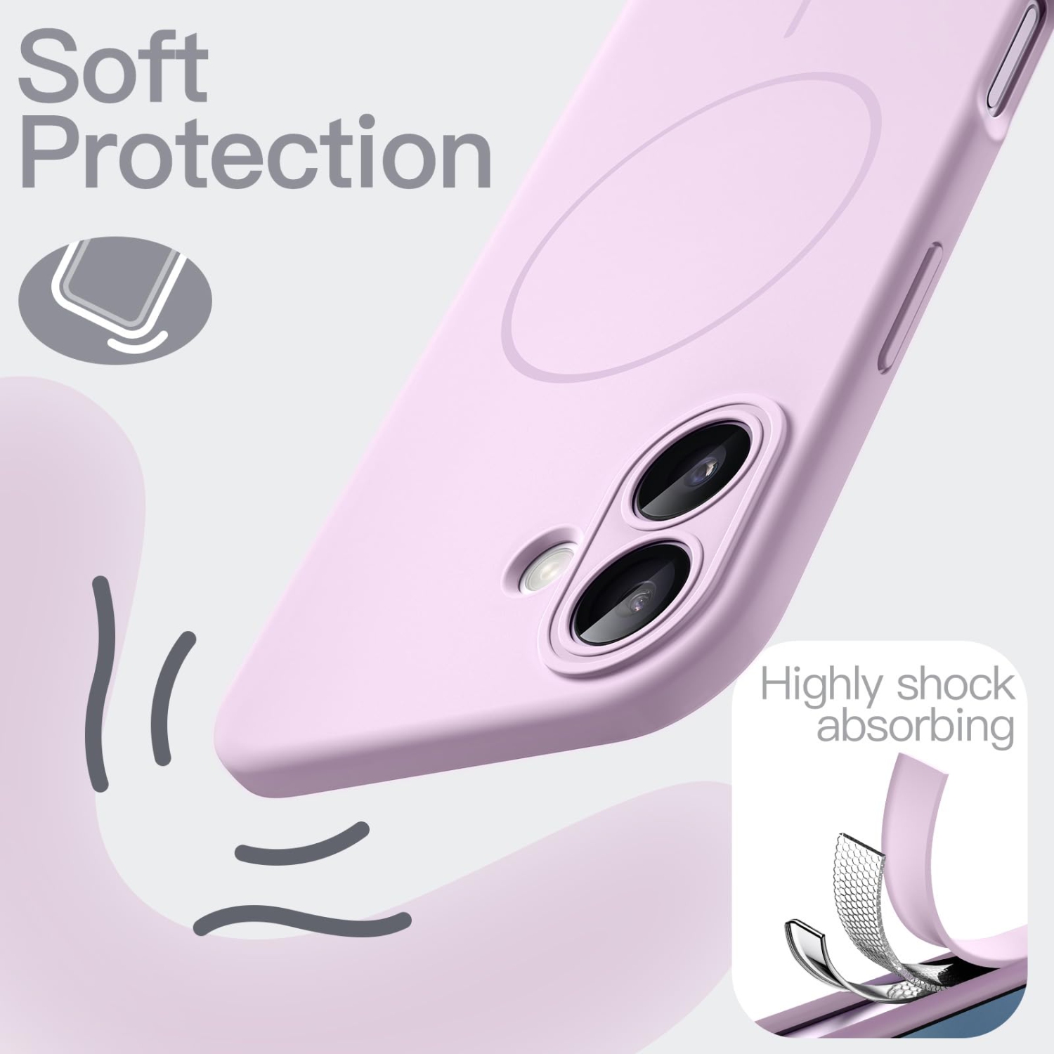 Magnetic Silicone Case for iPhone 17 6.3-Inch, Compatible with MagSafe, Silky Soft Touch, Shock Absorbing Phone Cover with Camera Lens Protection