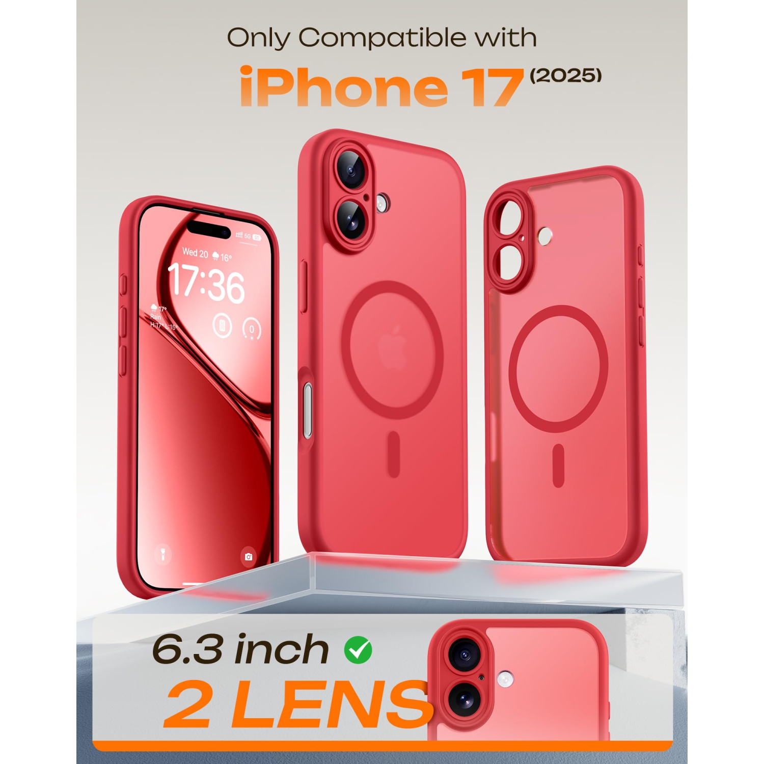 iPhone 17 Case, Full Camera Protection, Built-in Magnetic Ring, Compatible with Magsafe, Drop Protection, Translucent Matte Phone Case for iPhone 17