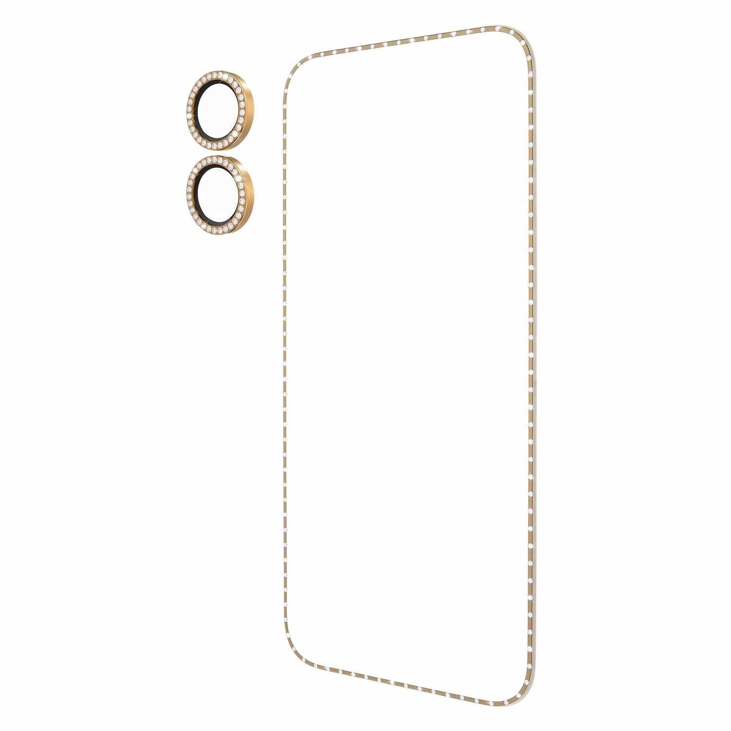 Ensemble de style protecteur d'écran/lentille de Kate Spade pour iPhone 17, fini pierre doré