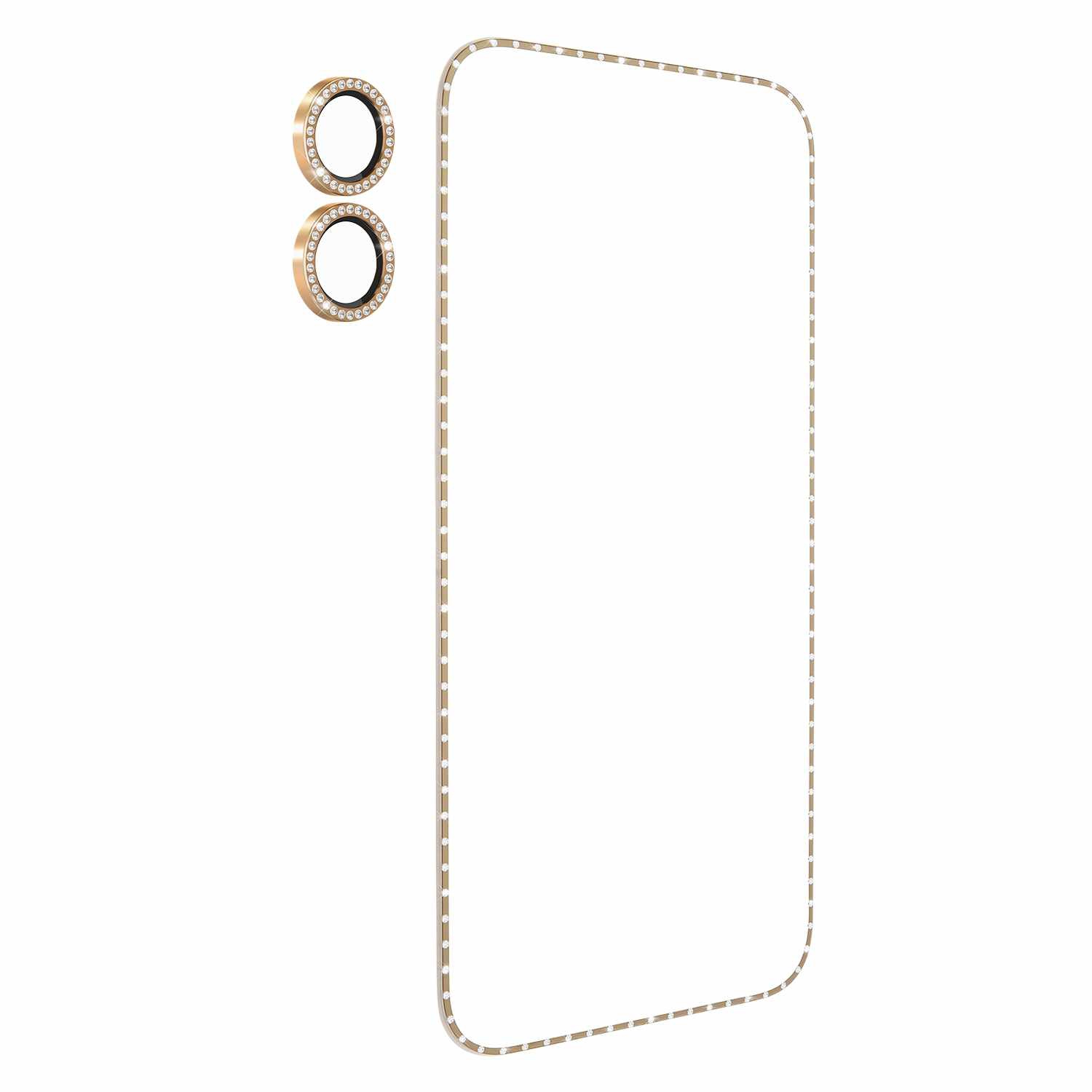 Ensemble de style protecteur d'écran/lentille de Kate Spade pour iPhone 17, fini pierre doré